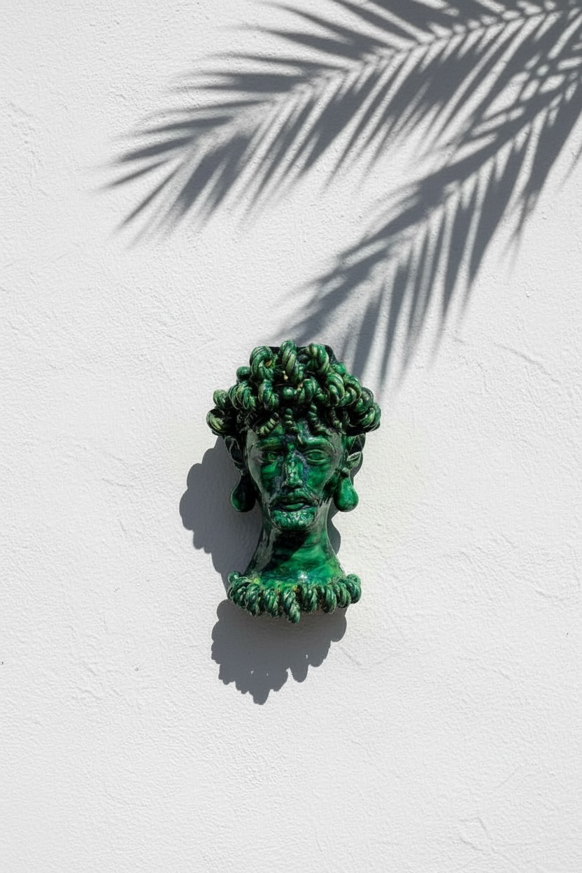 Cabeza de hombre para colgar en la pared - Verde Cobre