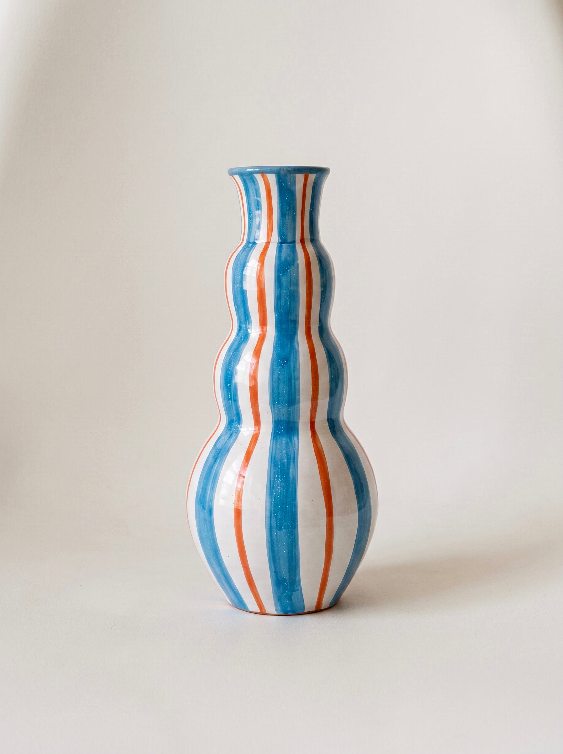Jarrón Anillos - Azul Cielo y Coral Grande