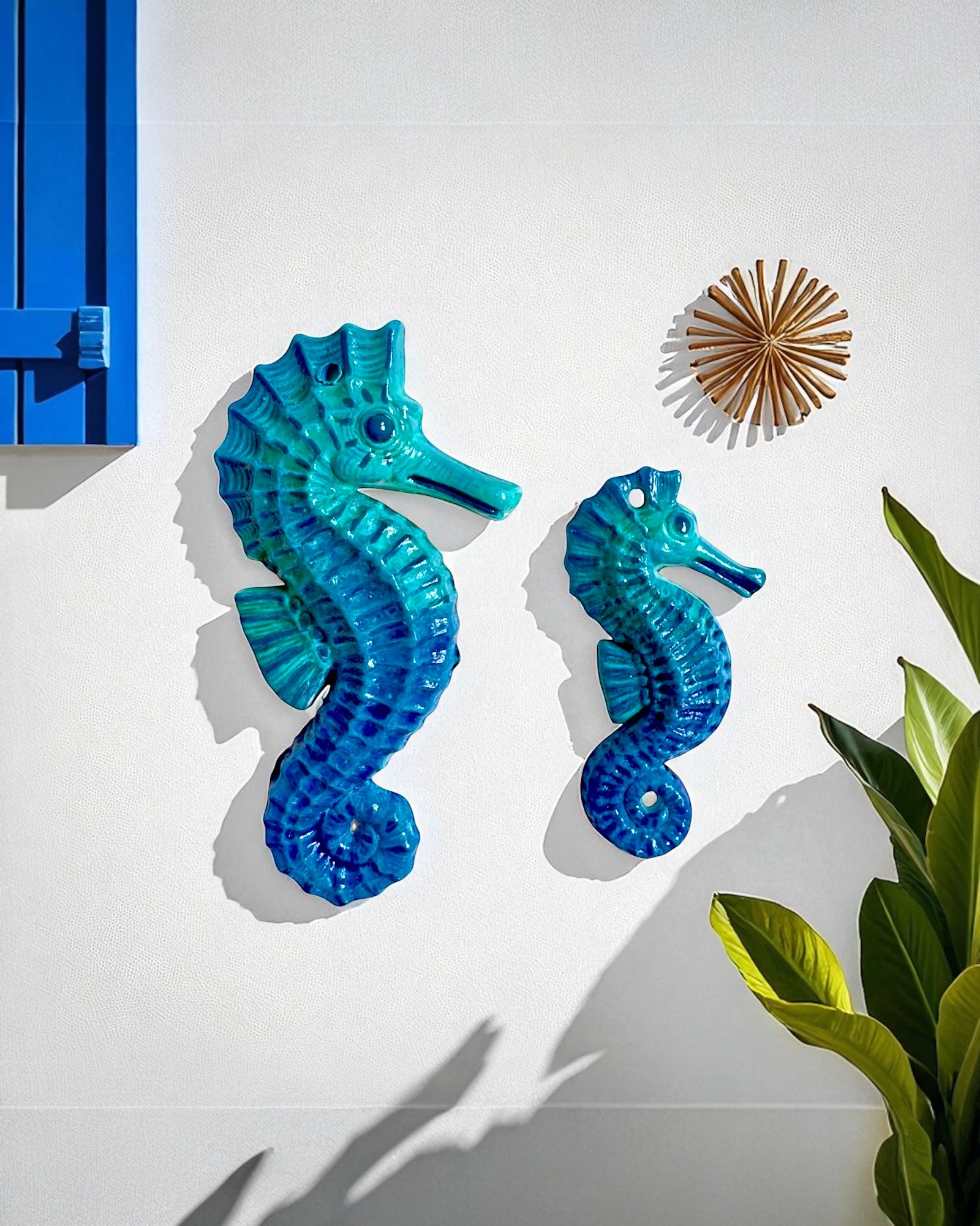 Caballitos de mar de cerámica artesanal azules