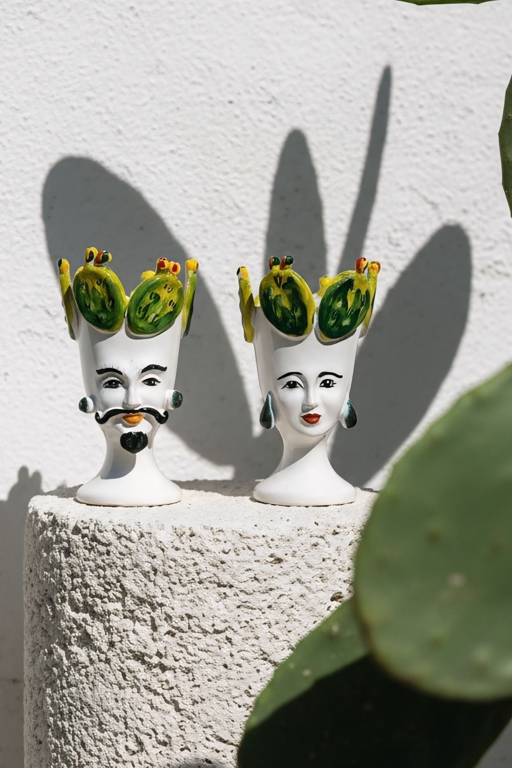Pareja de Cabezas blancas con Chumberas
