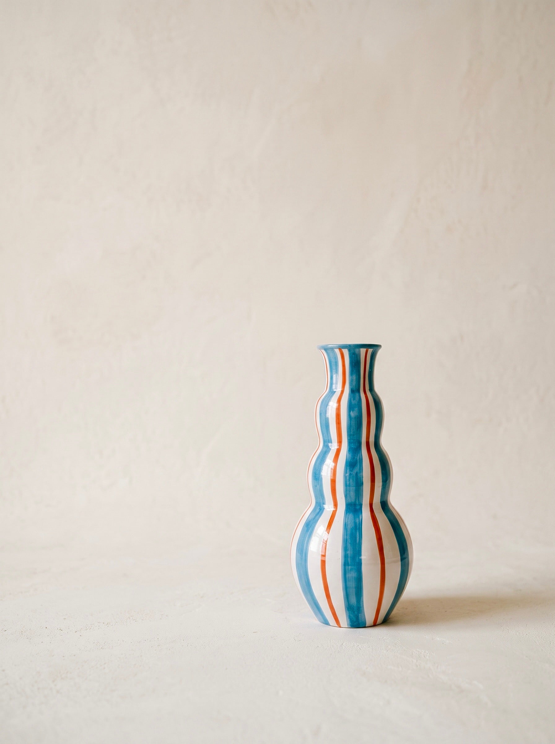Jarrón Anillos - Azul Cielo y Coral Grande