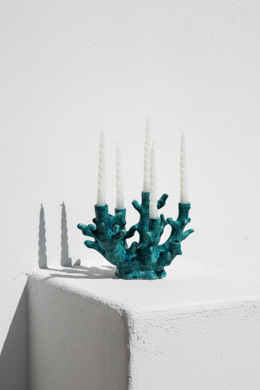 Candelabro Coral Turquesa 6 brazos