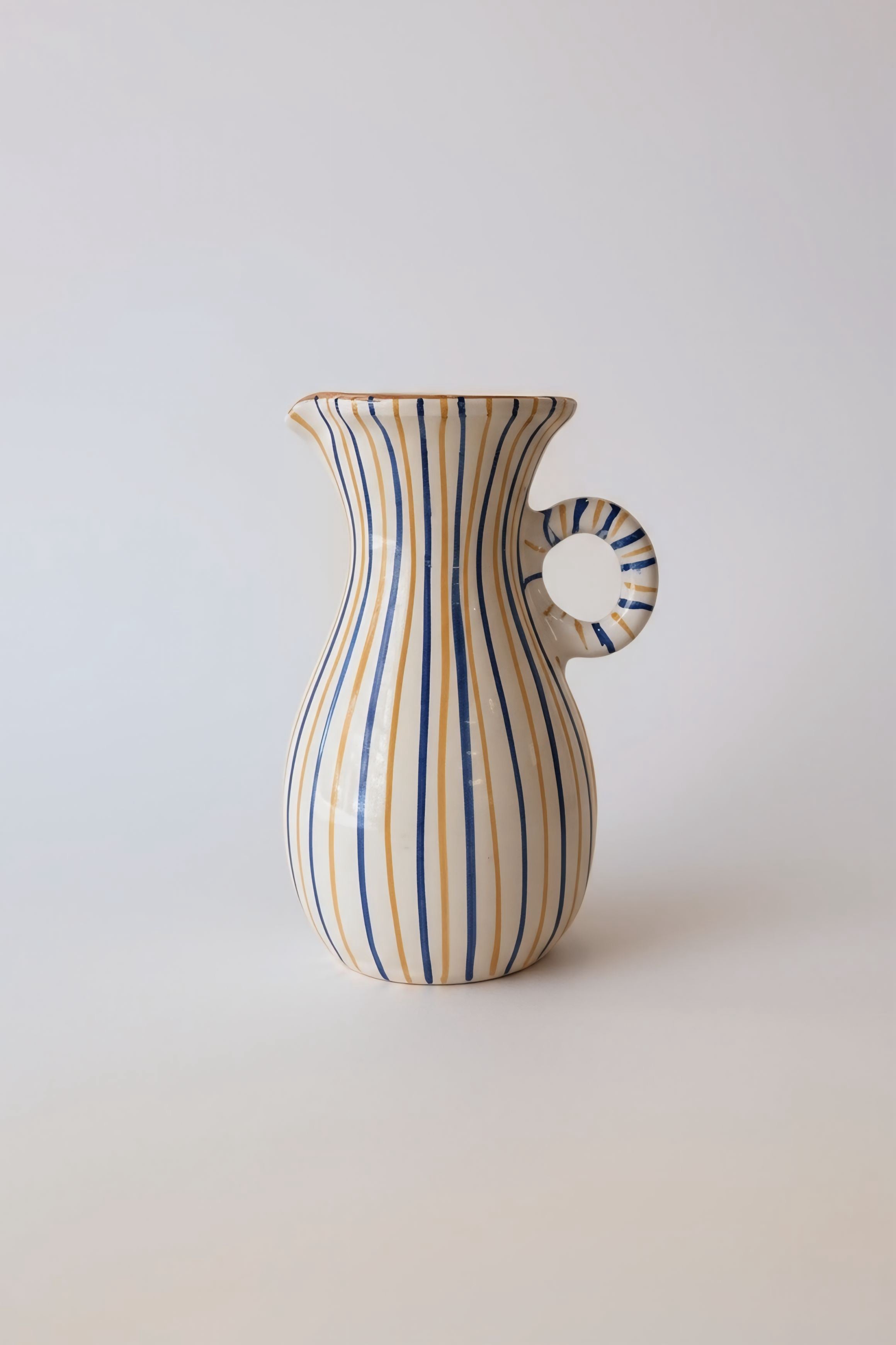 Jarrón rayas azul y ocre