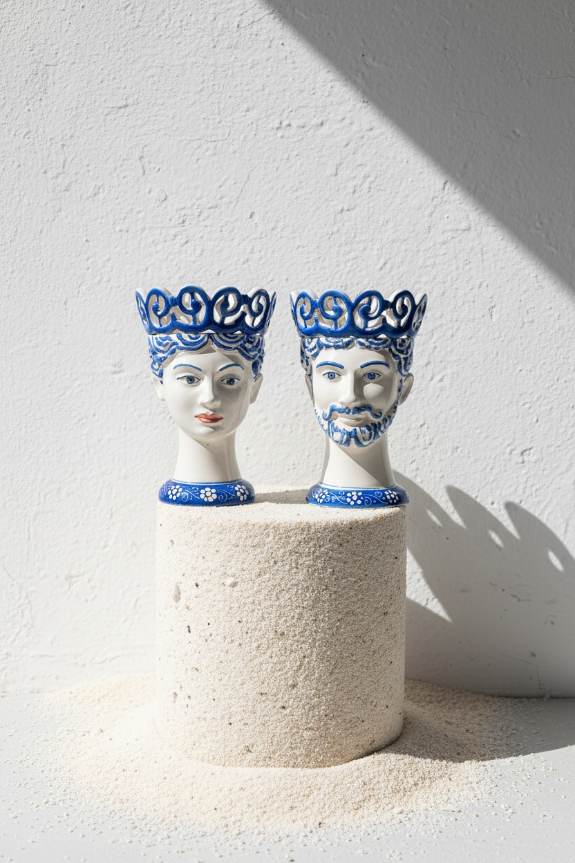 Pareja de cabezas Rey y Reina 22,5cm