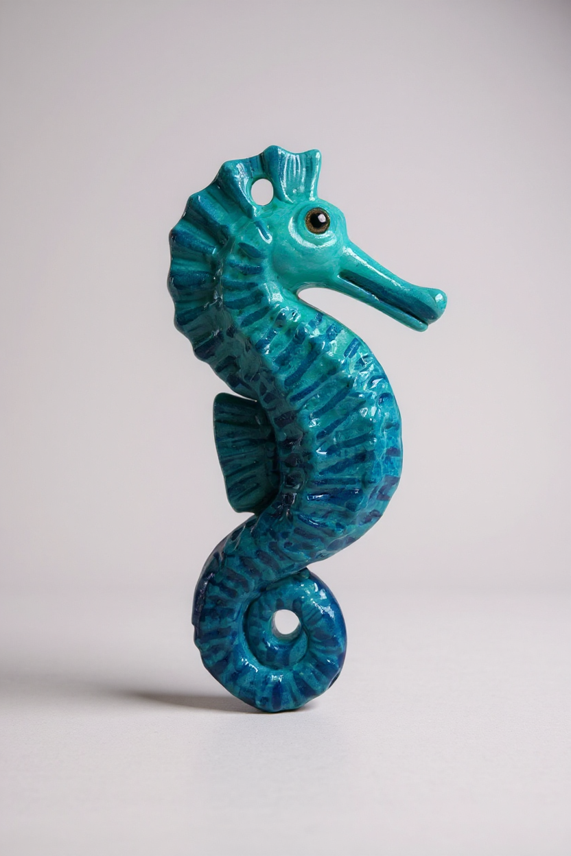 Caballitos de mar de cerámica artesanal azules