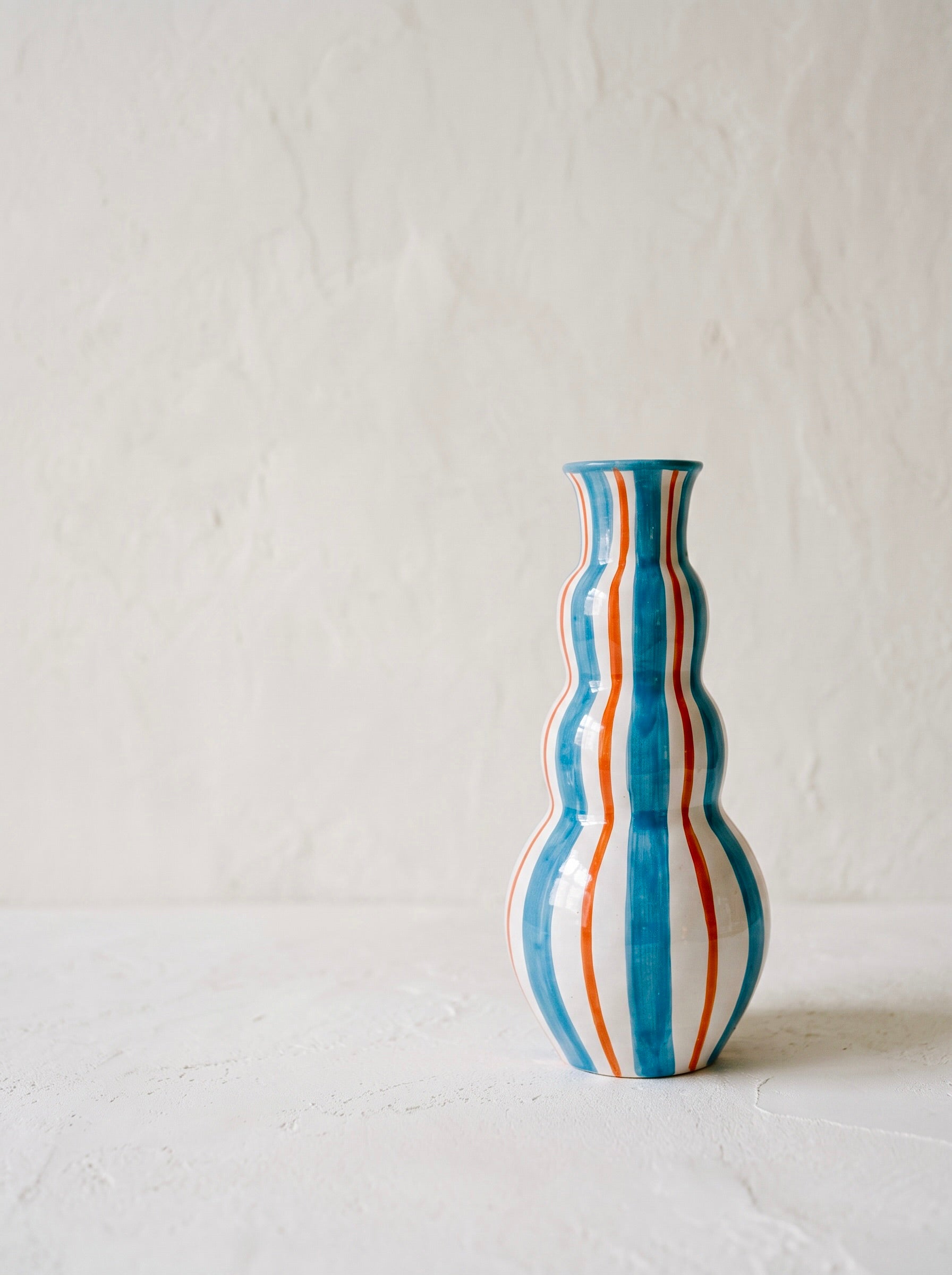 Jarrón Anillos - Azul Cielo y Coral Grande