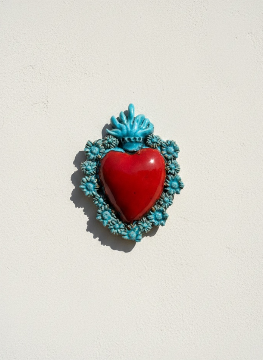 Exvoto corazón con flores