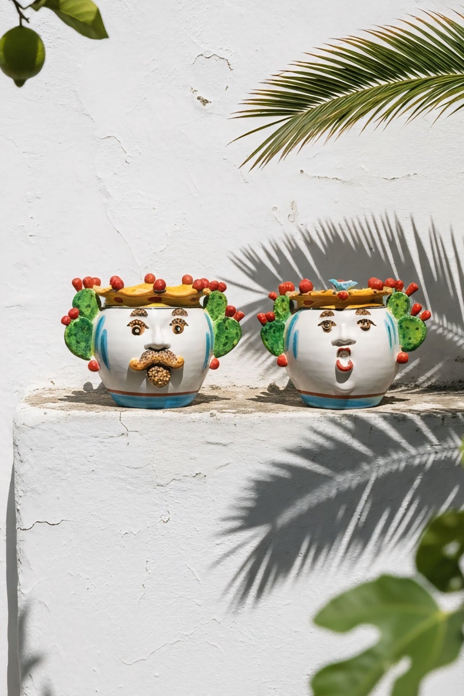 Pareja de reyes decoradas con hojas de chumbera (25cm)