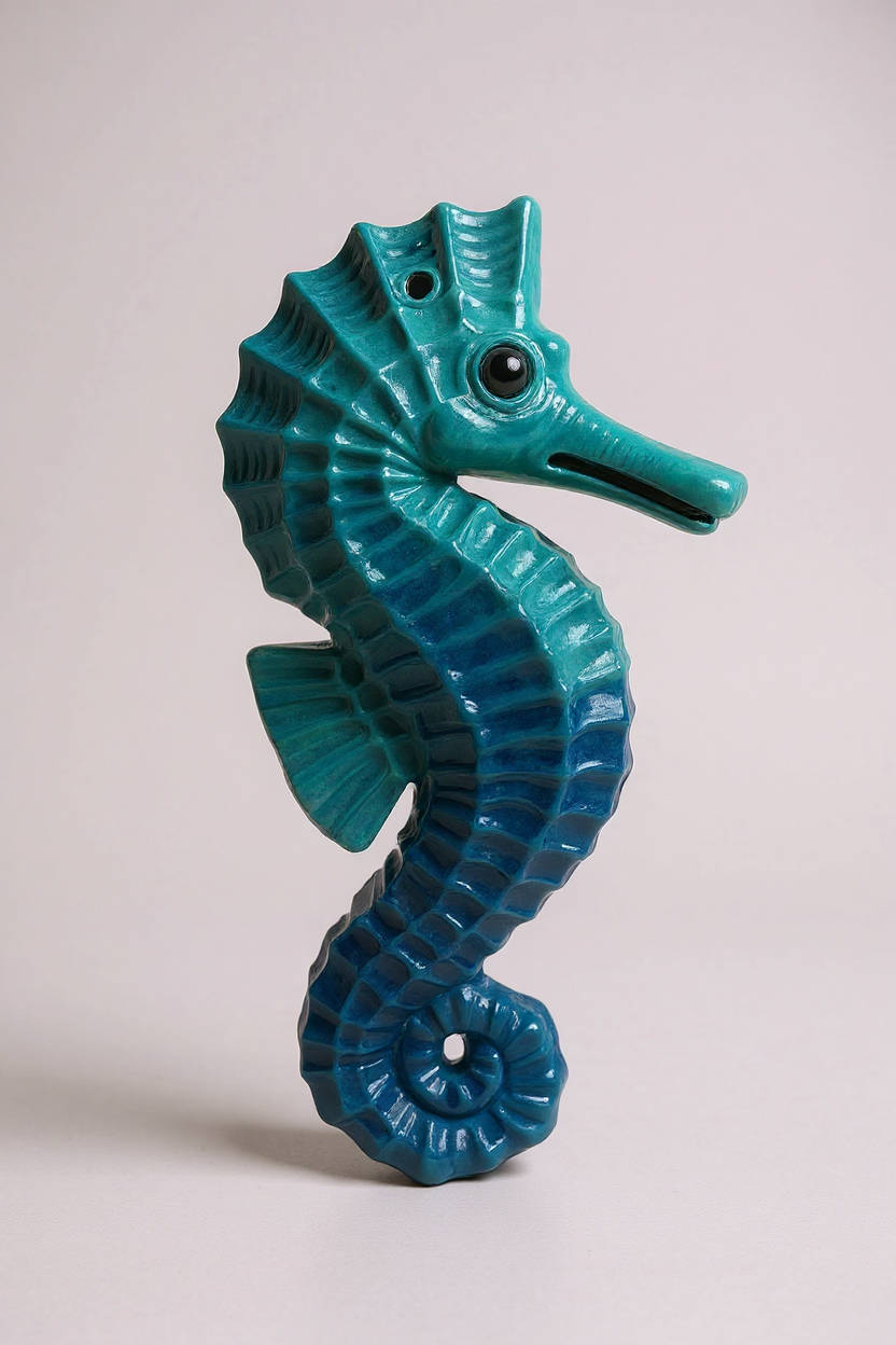 Caballitos de mar de cerámica artesanal azules
