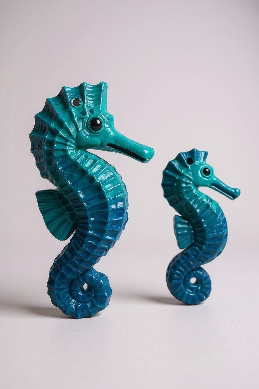Caballitos de mar de cerámica artesanal azules