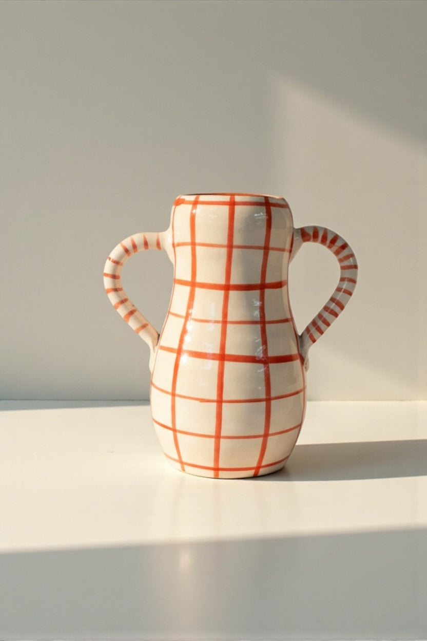 Jarrón Cuadrícula Rojo