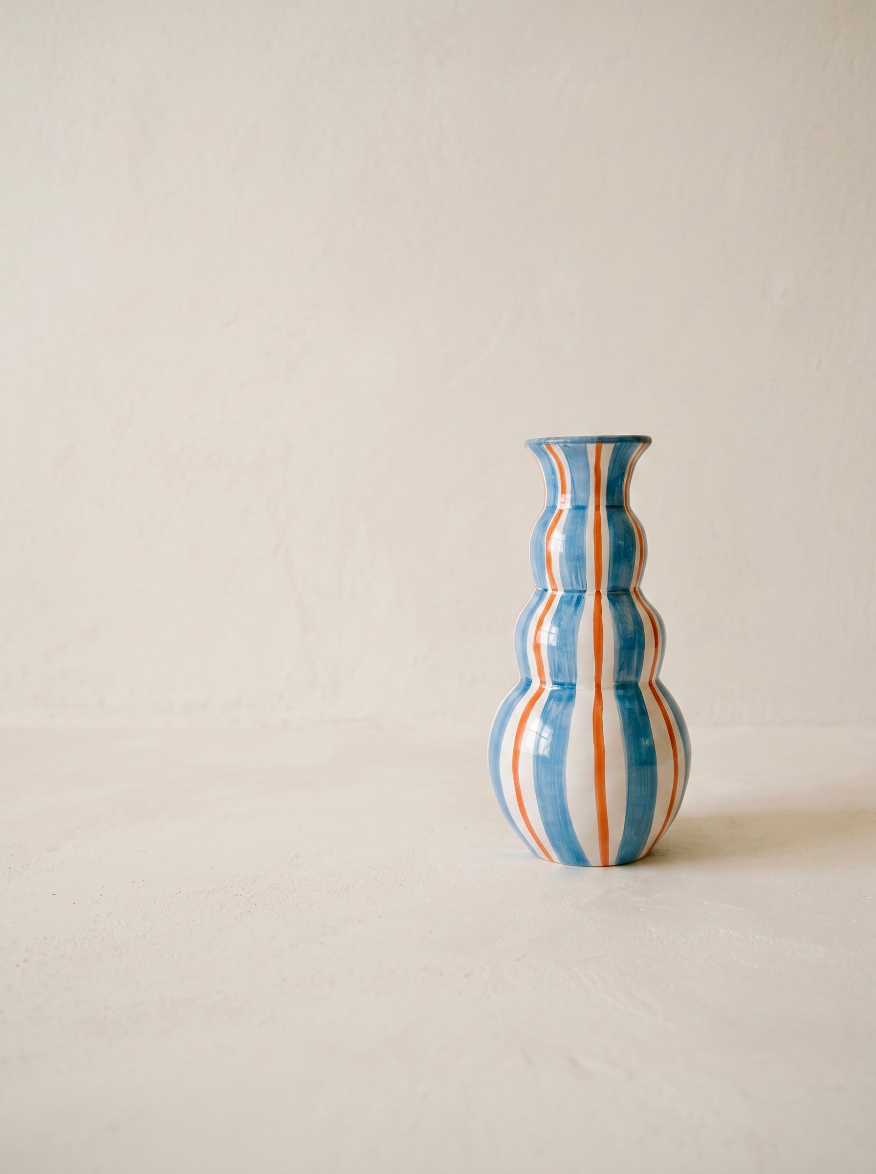 Jarrón Anillos - Azul Cielo y Coral Pequeño