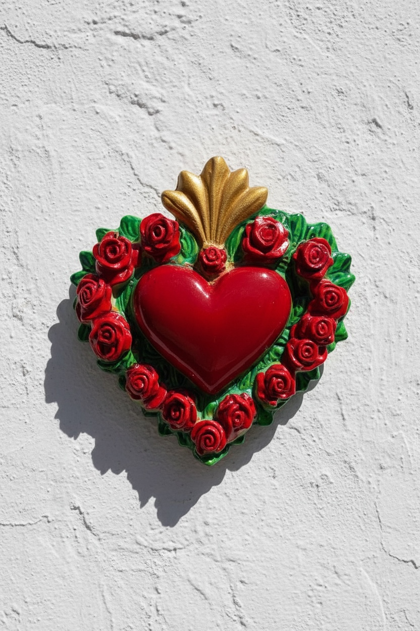 Exvoto Corazón Rosas Rojas
