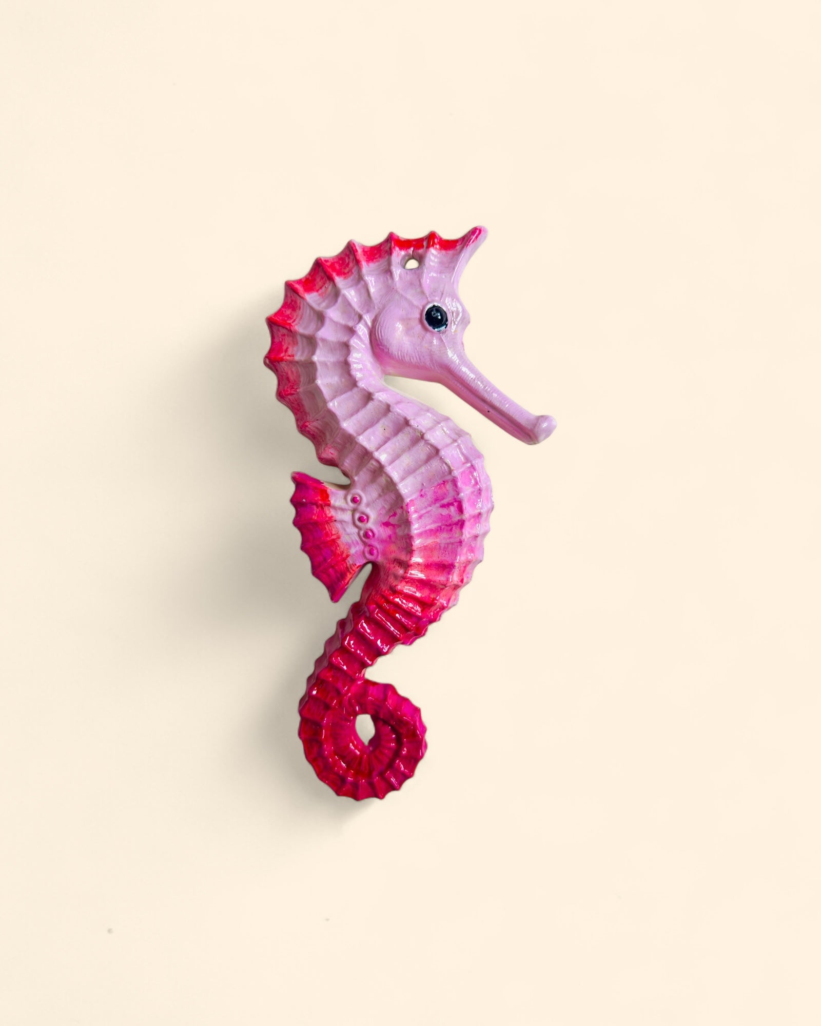 Caballito de mar de cerámica artesanal rosa