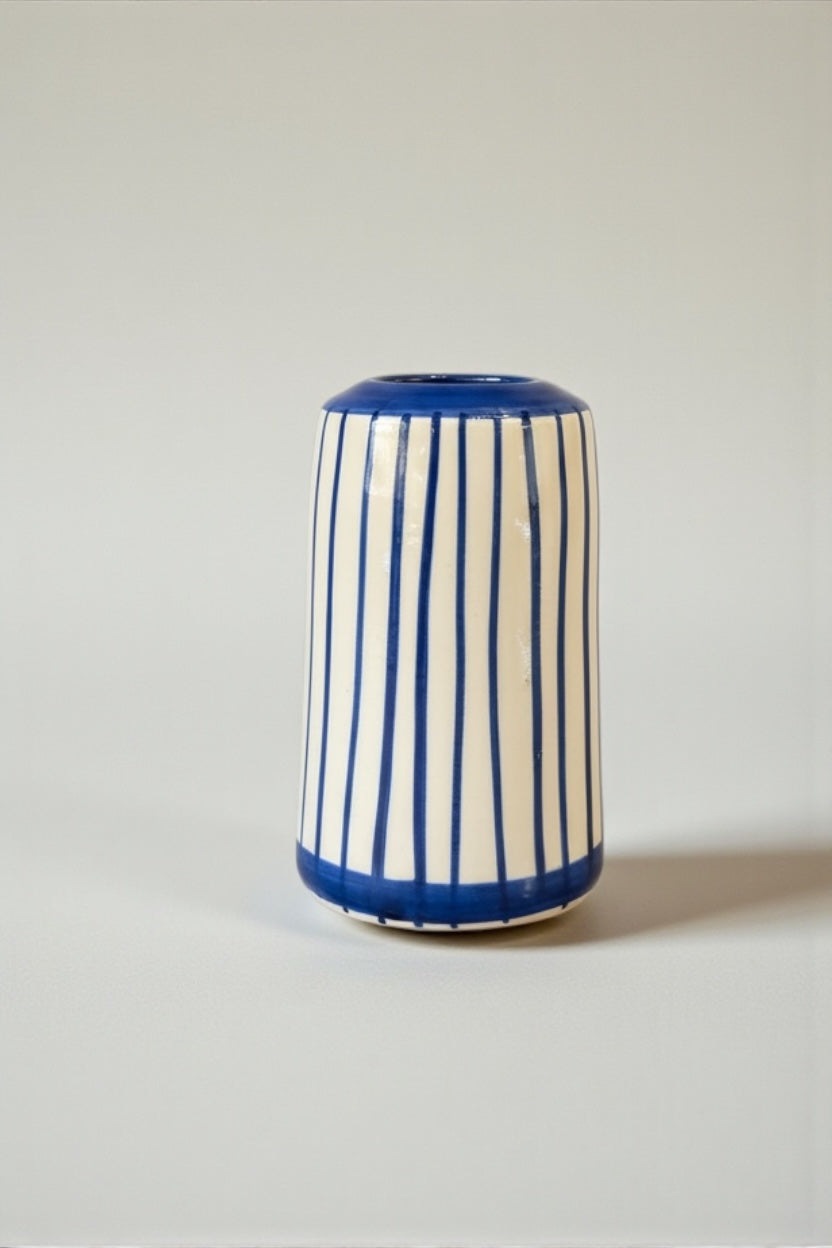 Jarrón Rayas Azul (cilindro)