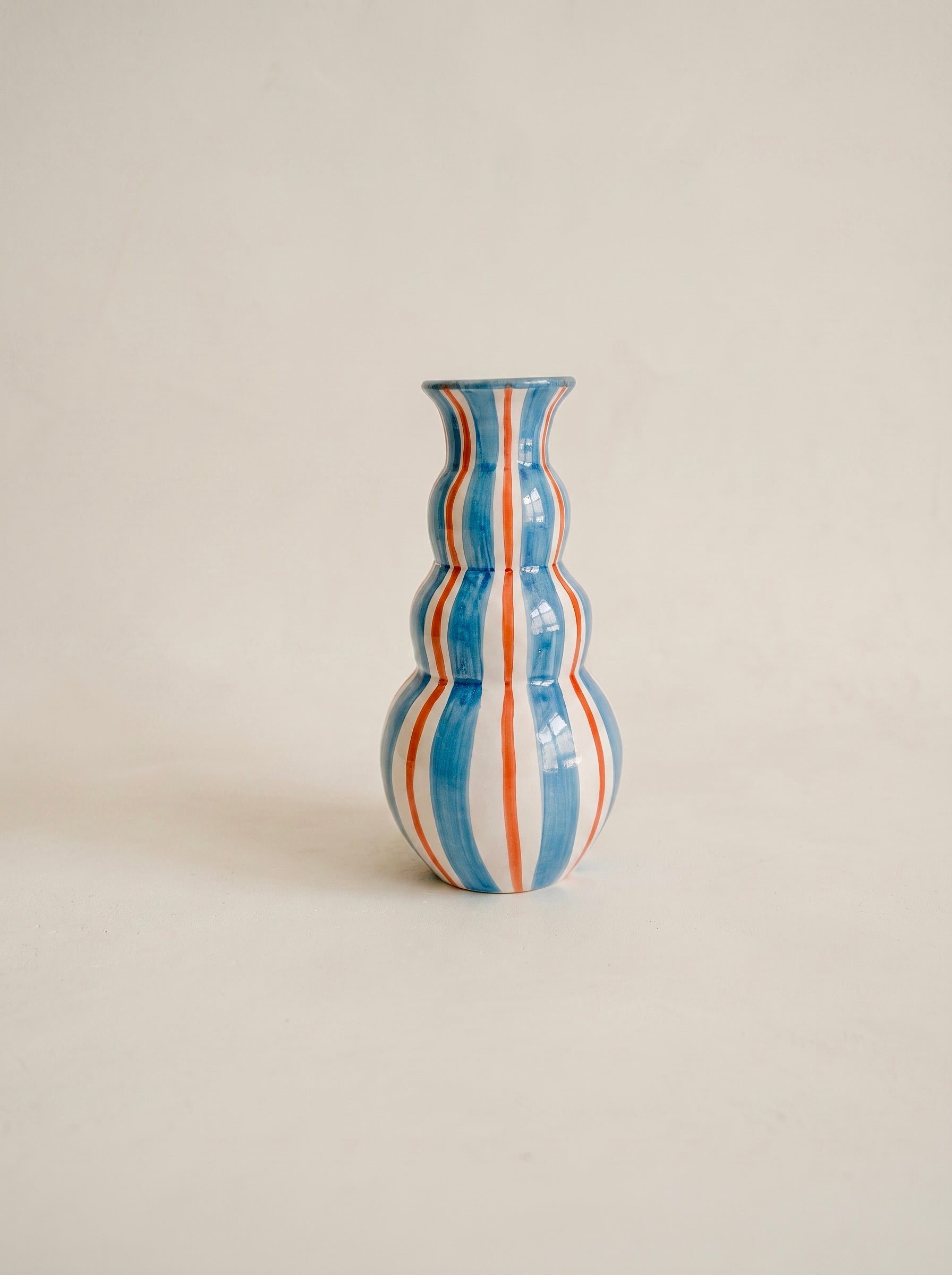 Jarrón Anillos - Azul Cielo y Coral Pequeño