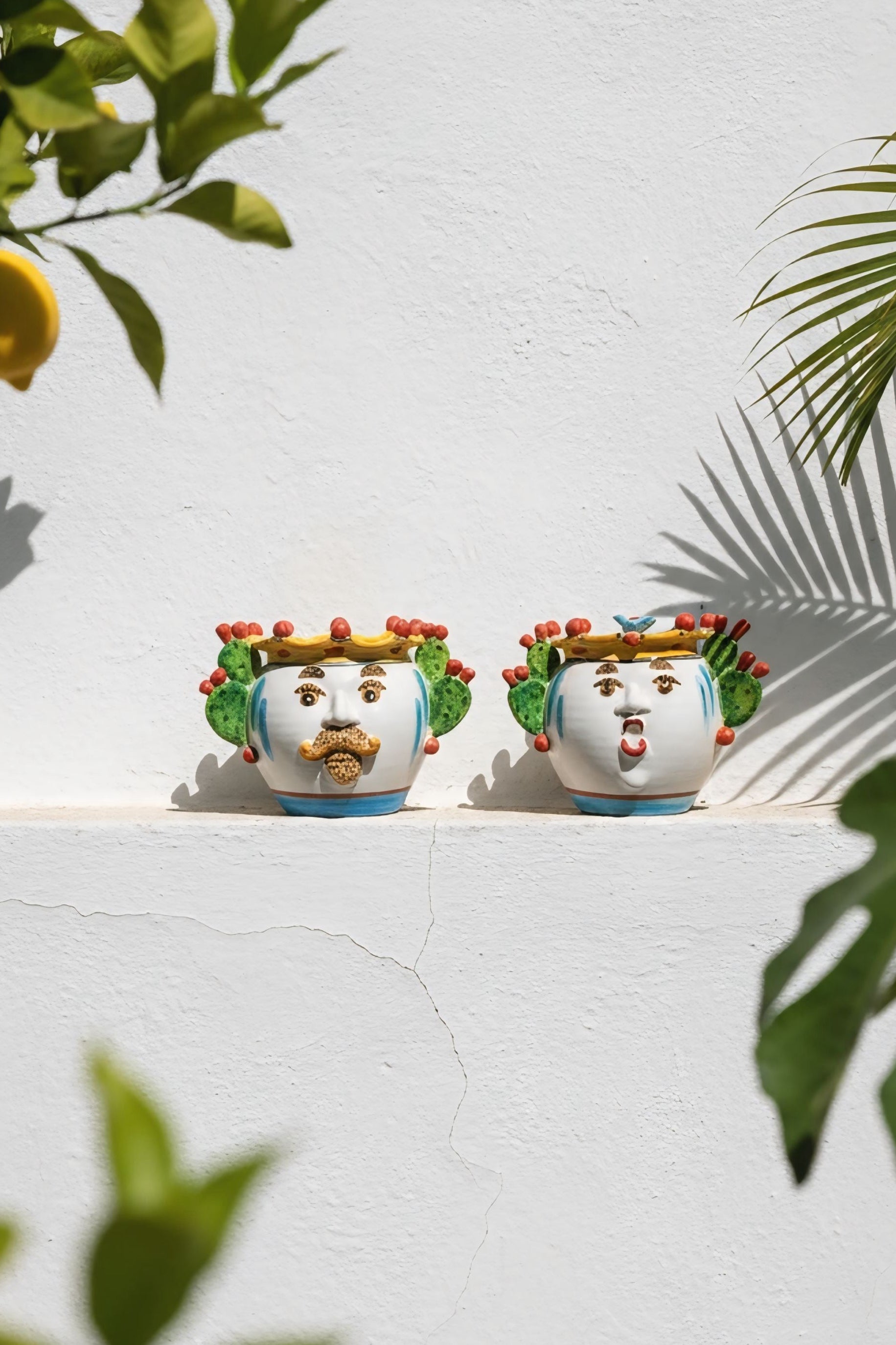 Pareja de reyes decoradas con hojas de chumbera (25cm)