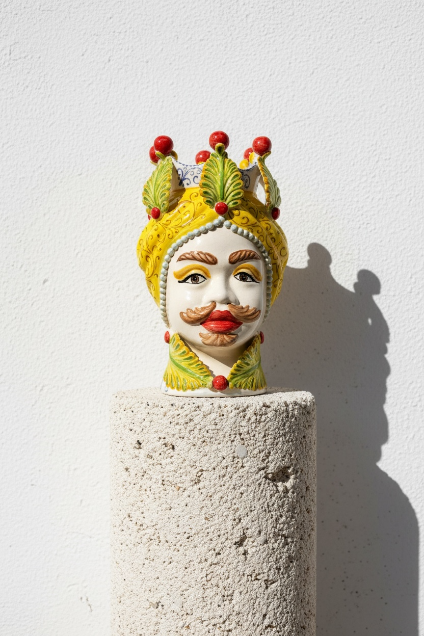 Cabeza de rey decorada con corona y turbante (44cm)