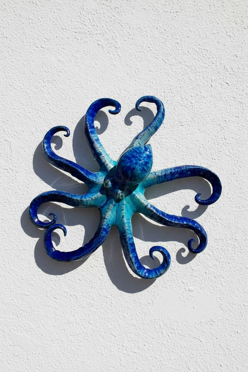 Pulpo gigante de Cerámica Turquesa y Azul