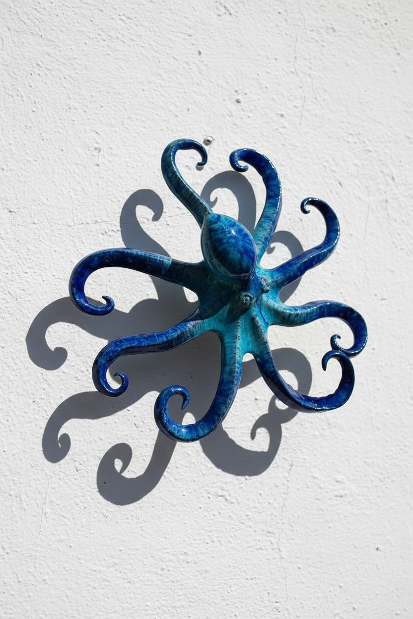 Pulpo gigante de Cerámica Turquesa y Azul