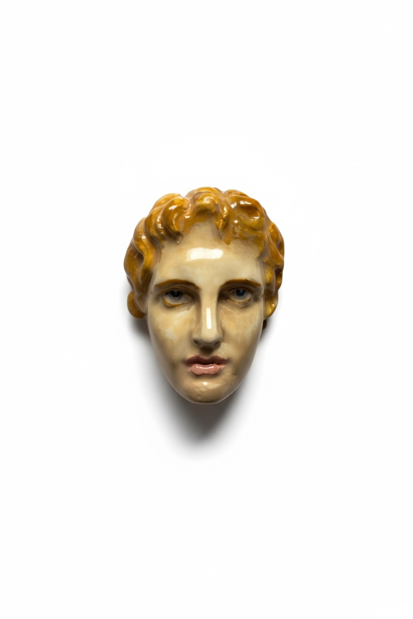 Apolo · Cabeza escultórica en cerámica esmaltada