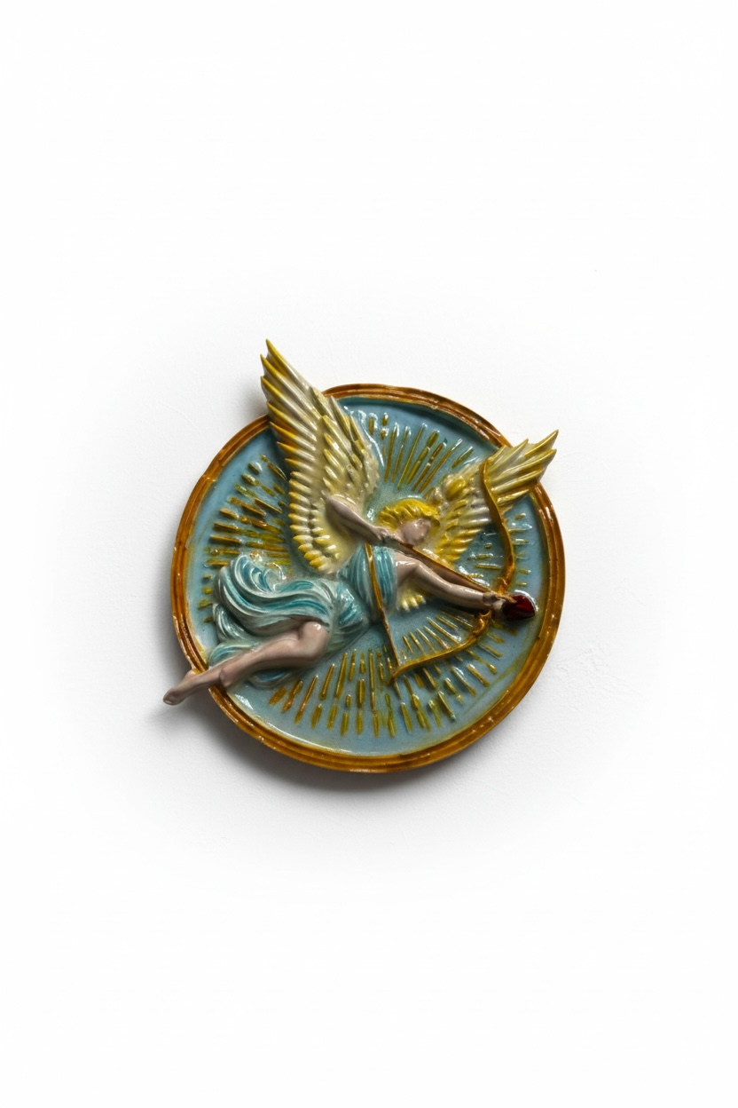 Cupido · Relieve escultórico en cerámica esmaltada