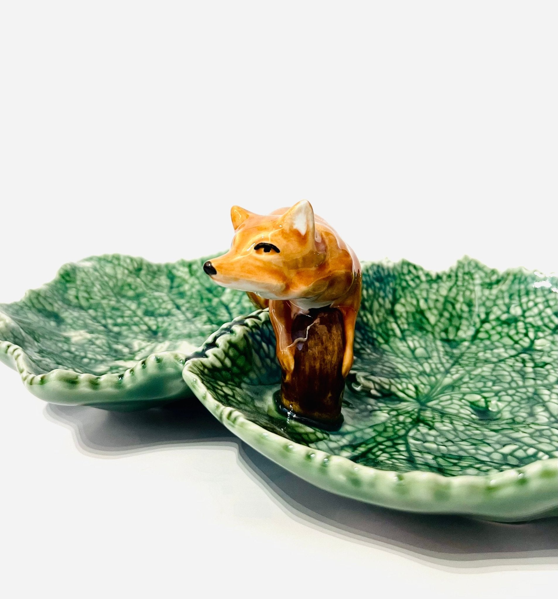 Bandeja Doble Hojas con Zorro - moruecoceramicas