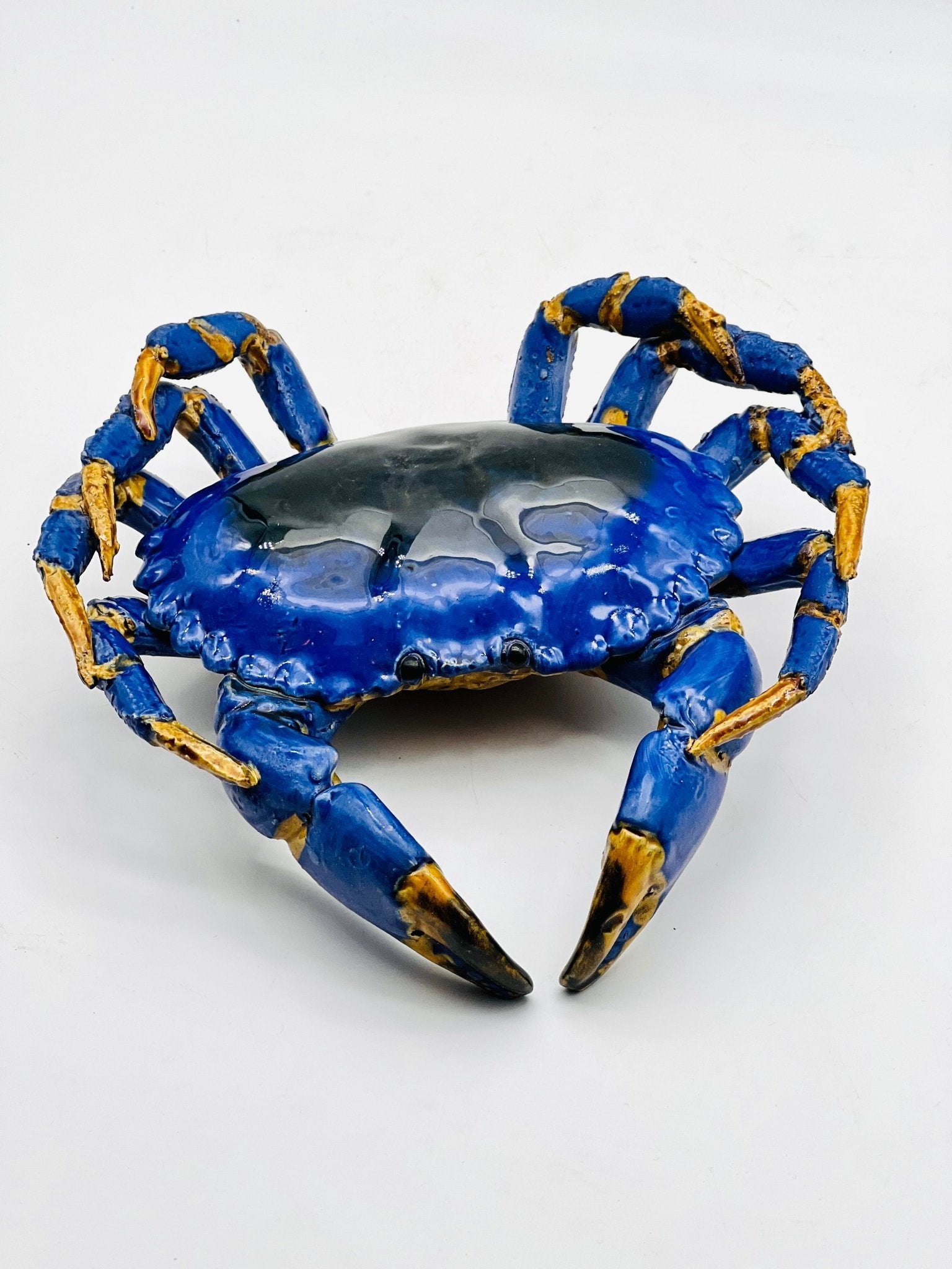 Buey de mar de cerámica hiperrealista en azul 22cm - moruecoceramicas