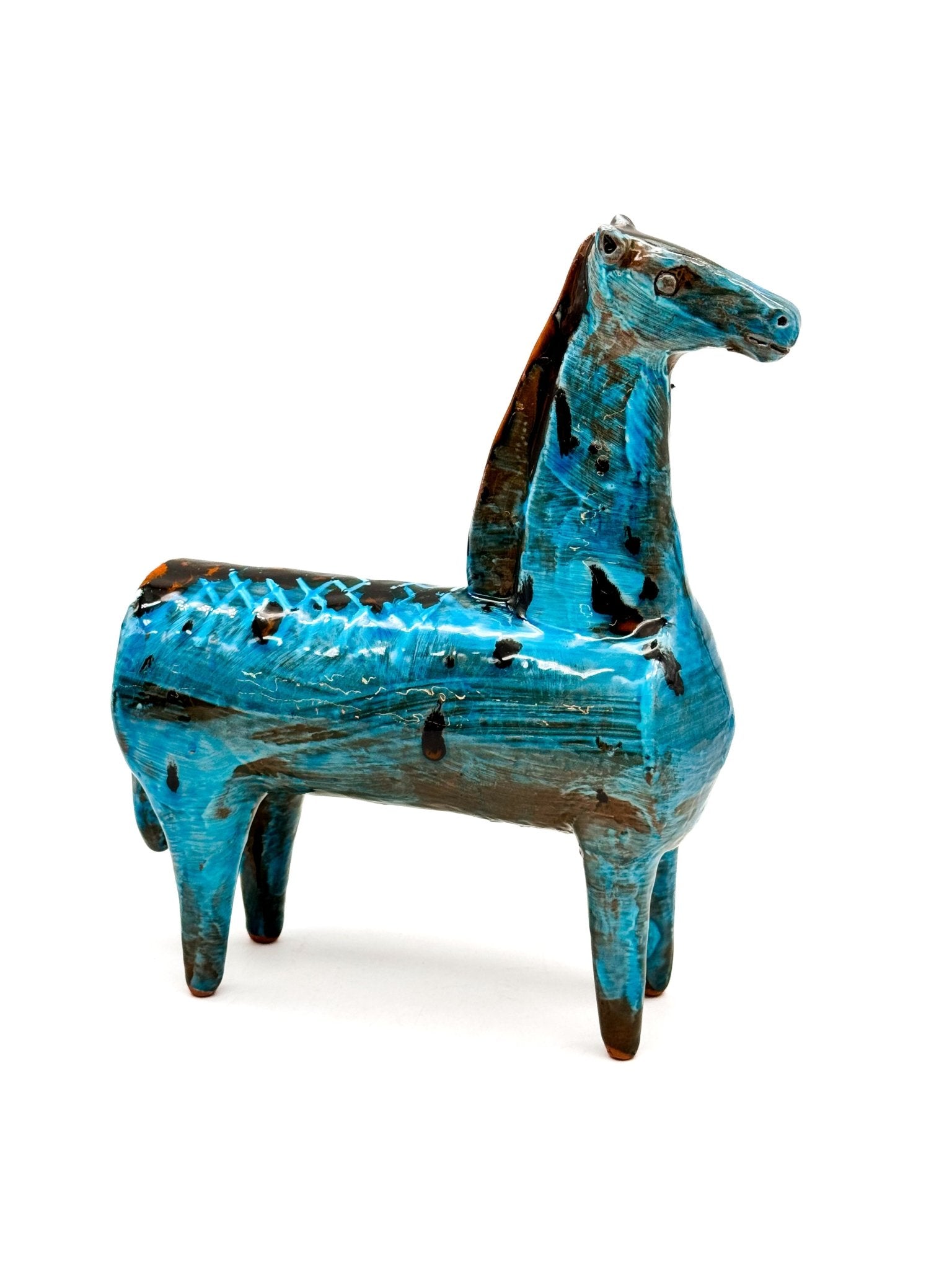 Caballo Azul de Cerámica Siciliana 22cm. 001 - moruecoceramicas