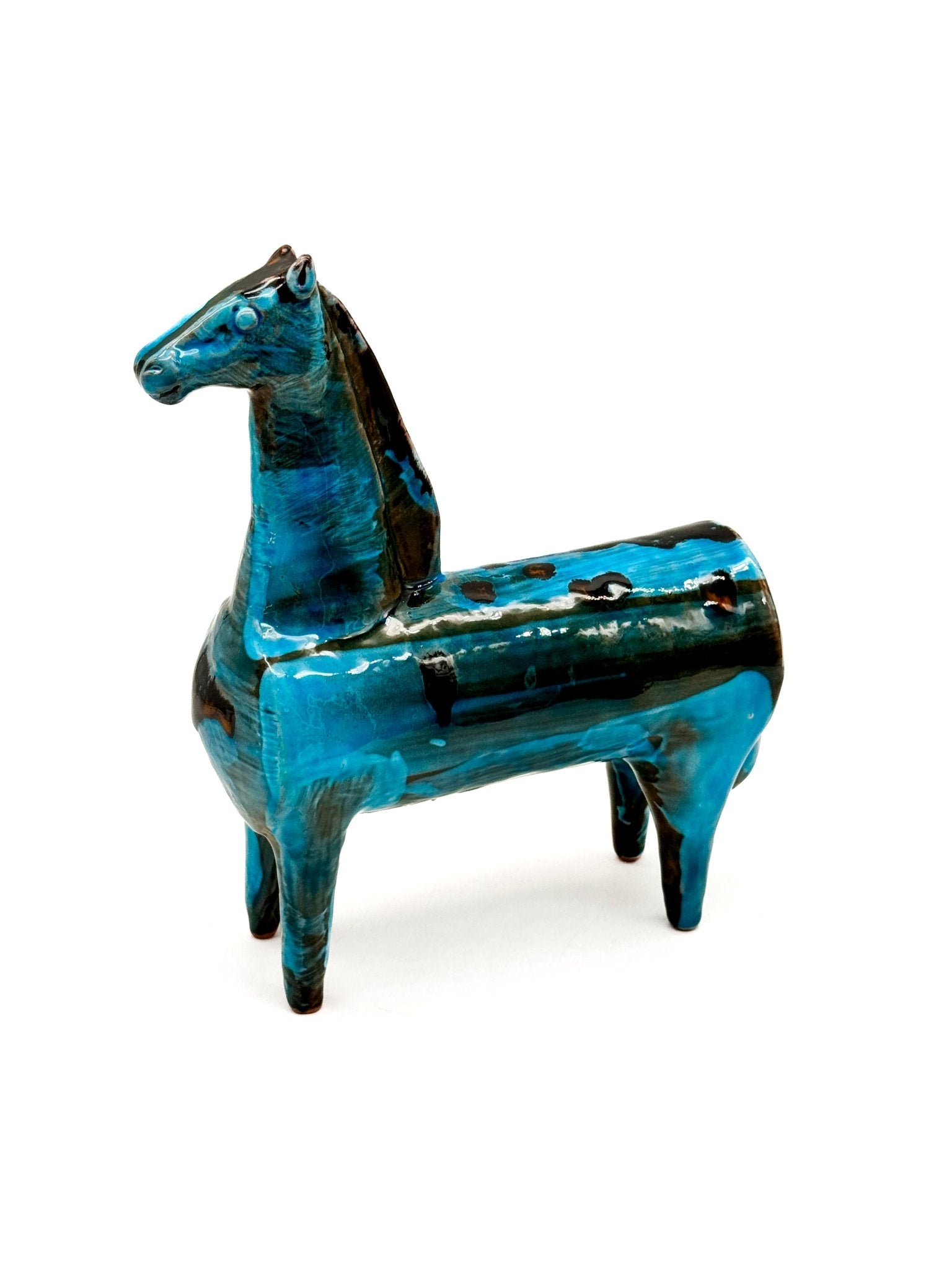 Caballo Azul de Cerámica Siciliana 22cm. 002 - moruecoceramicas