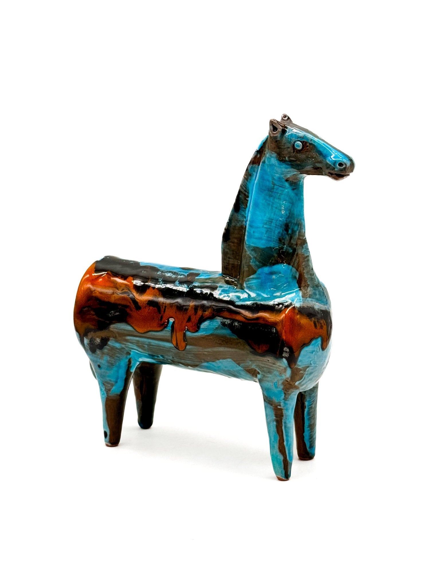 Caballo Azul de Cerámica Siciliana 22cm. 002 - moruecoceramicas