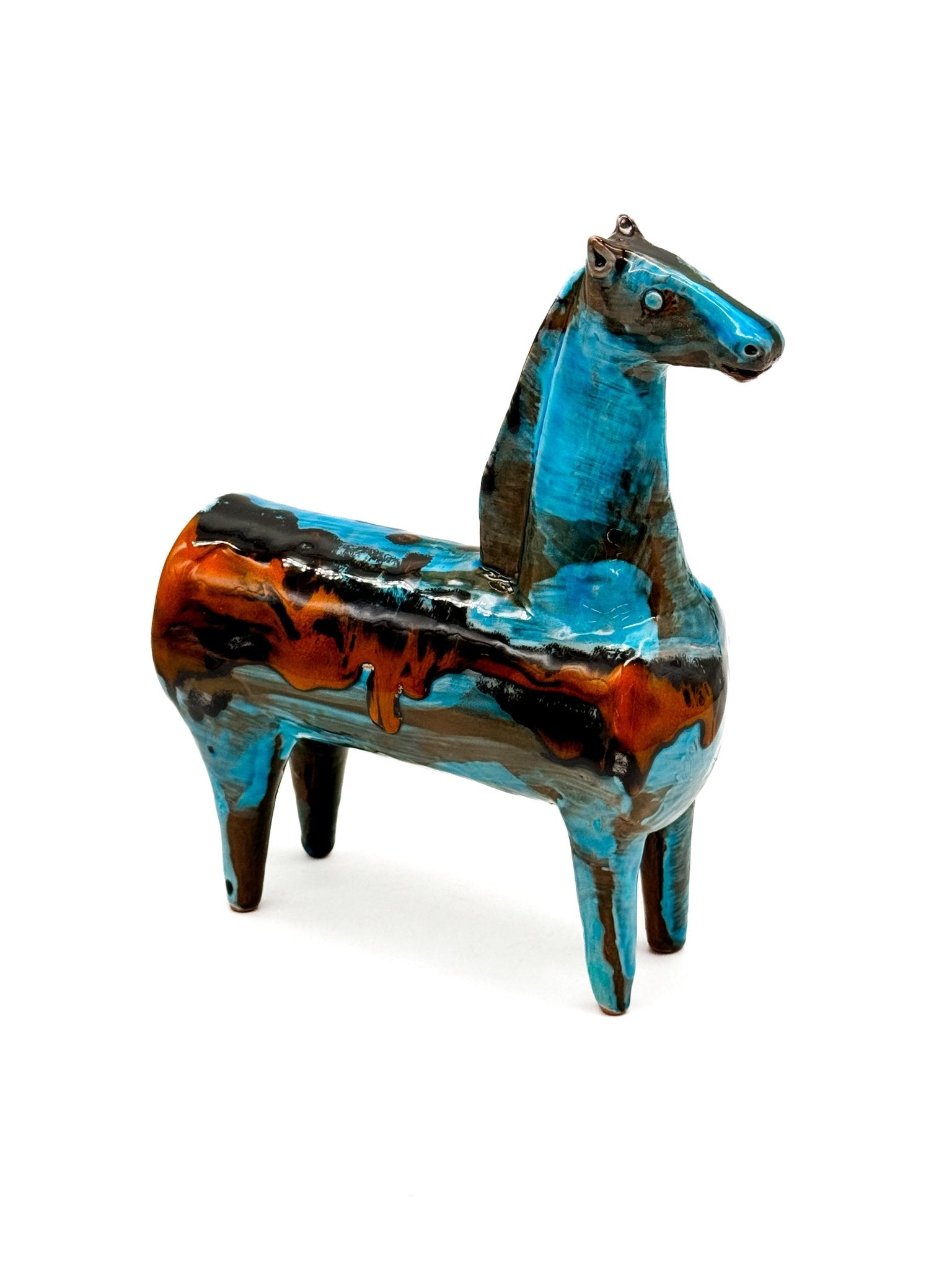 Caballo Azul de Cerámica Siciliana 22cm. 002 - moruecoceramicas