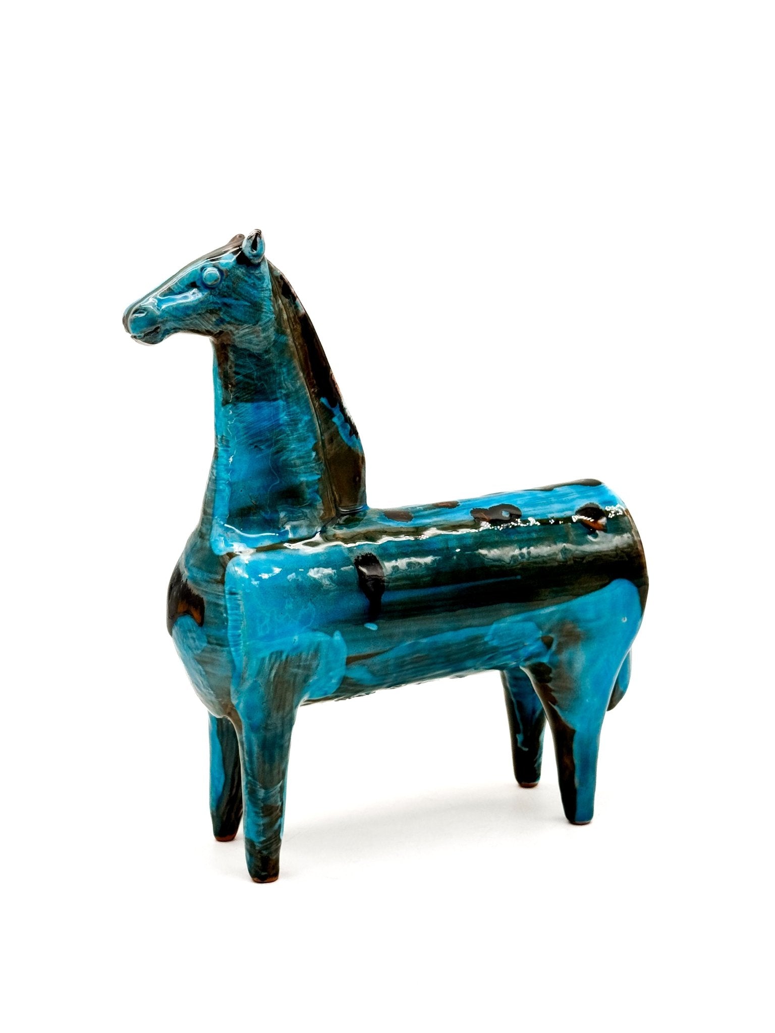 Caballo Azul de Cerámica Siciliana 22cm. 002 - moruecoceramicas