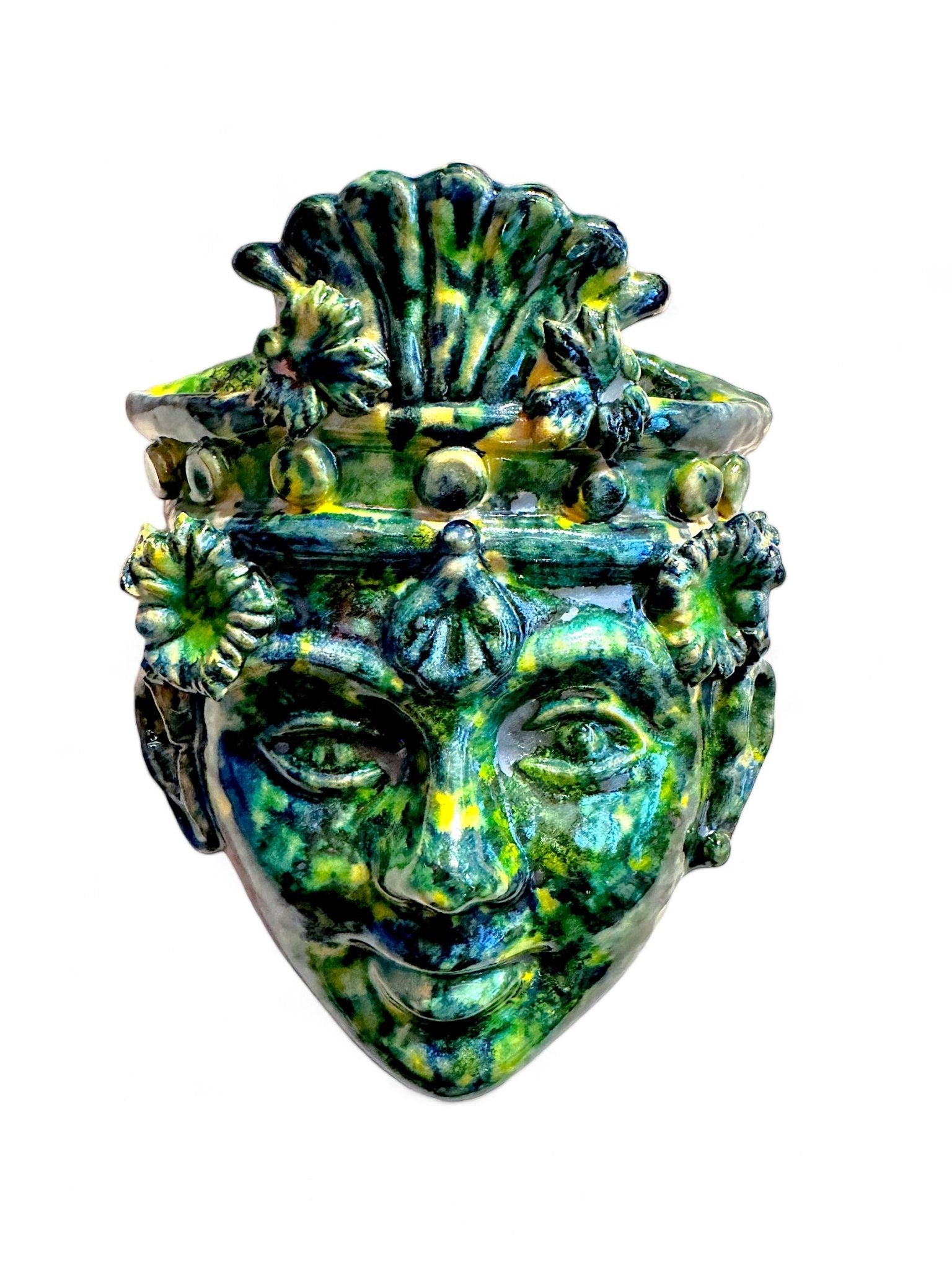 Cabeza de hombre para colgar en la pared - Verde Cobre - moruecoceramicas