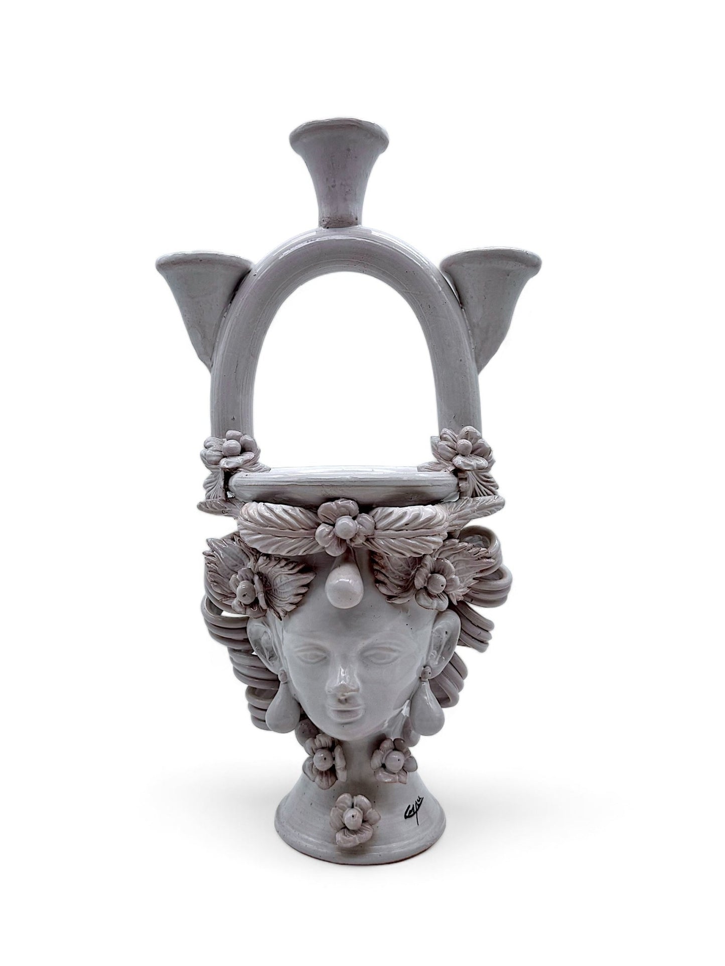 Cabeza de mujer - candelabro triple - Morueco Selección - moruecoceramicas