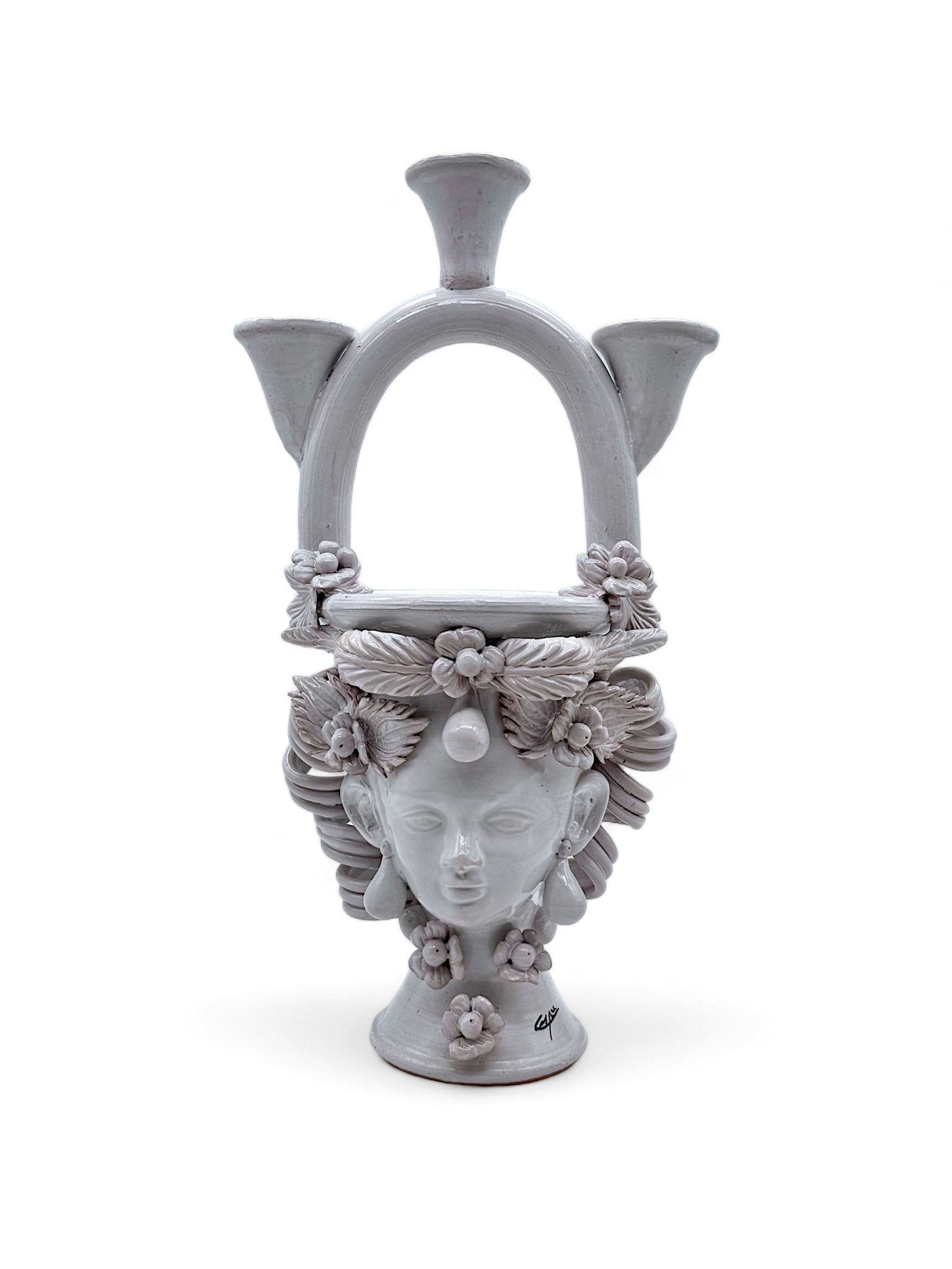 Cabeza de mujer - candelabro triple - Morueco Selección - moruecoceramicas