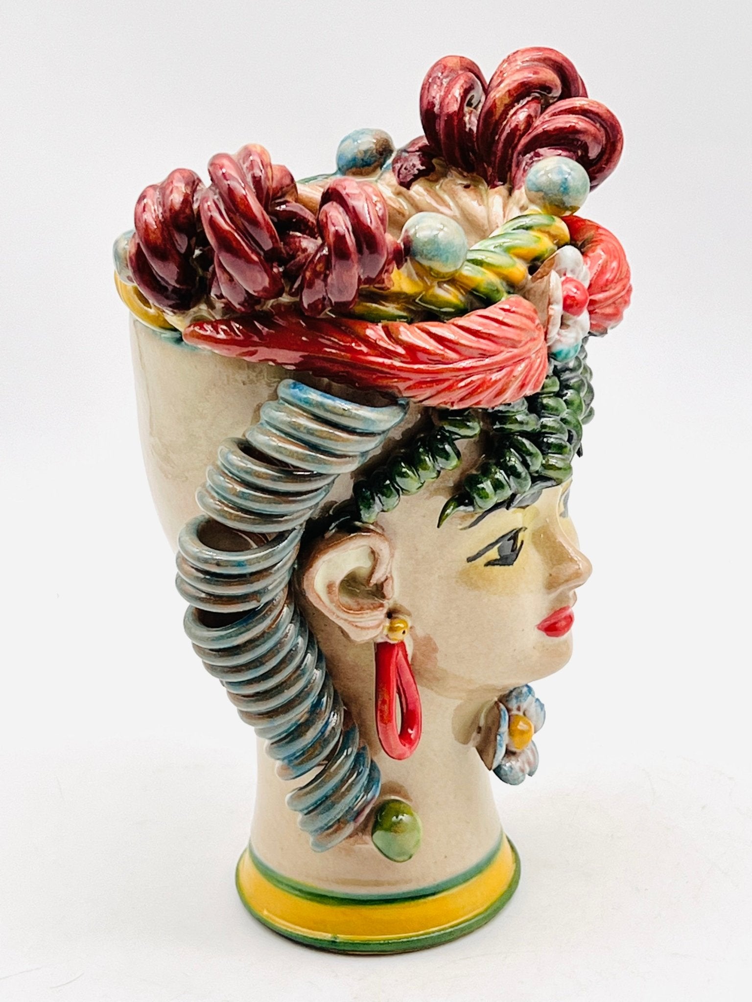 Cabeza de mujer decorada 22cm - moruecoceramicas