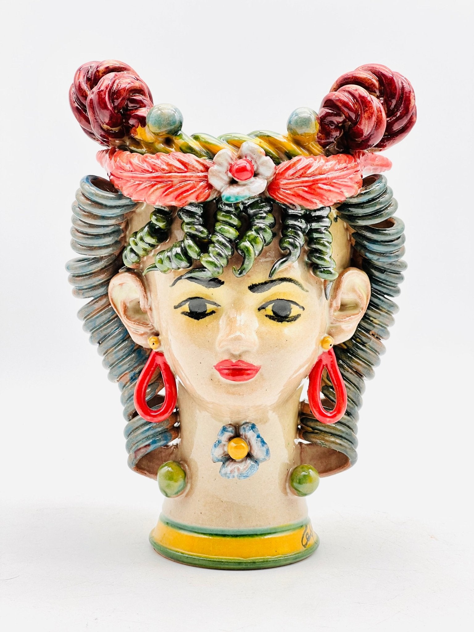 Cabeza de mujer decorada 22cm - moruecoceramicas