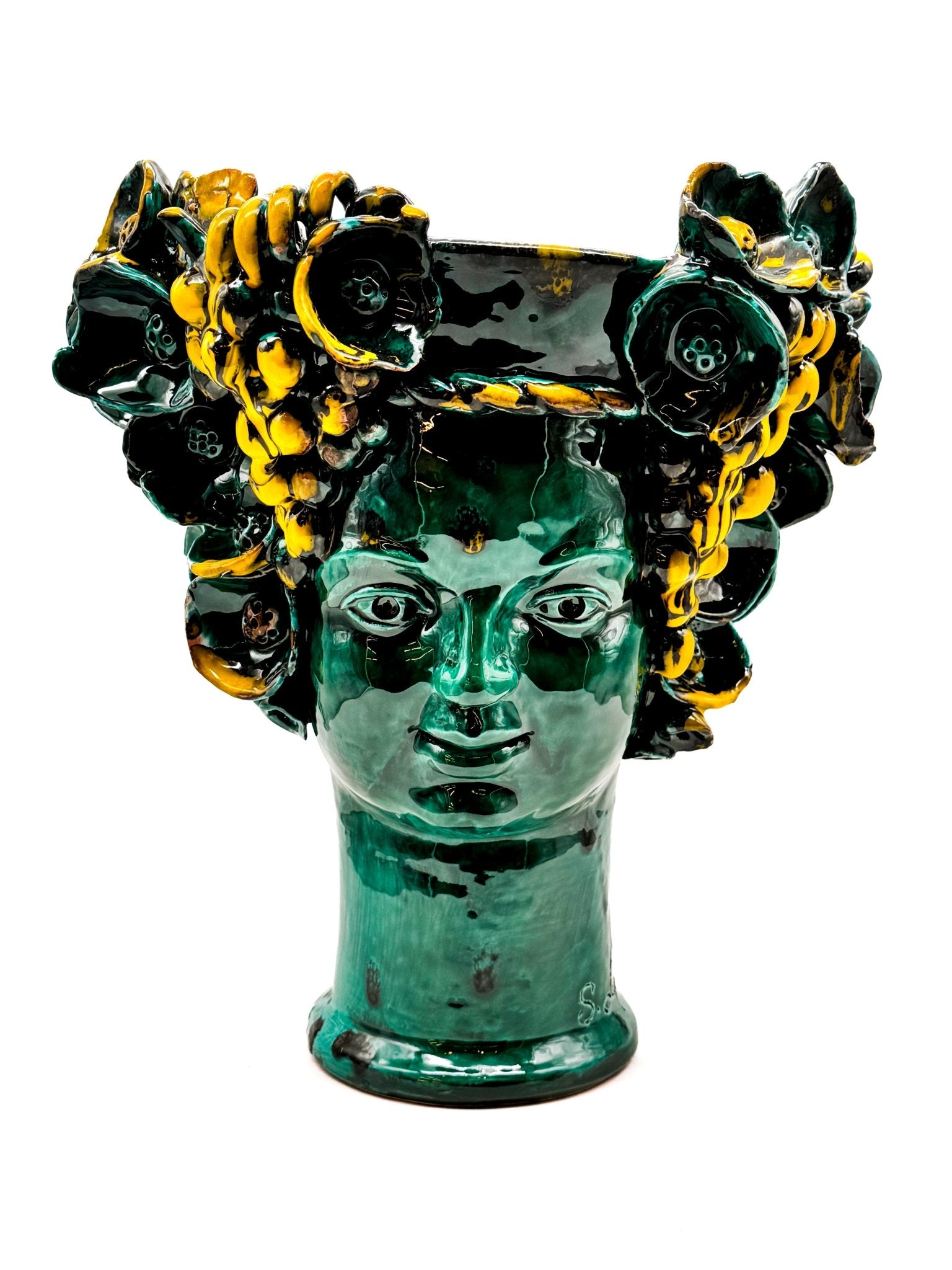 Cabeza de Reina decorada con flores y uvas (35cm) - moruecoceramicas