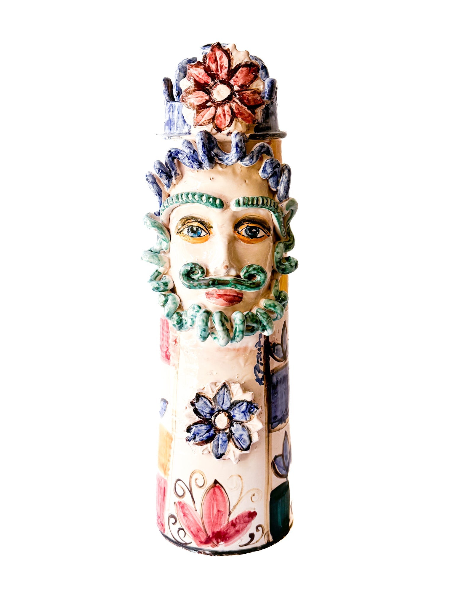 Cabeza de Rey decorada con flores (55cm) - moruecoceramicas