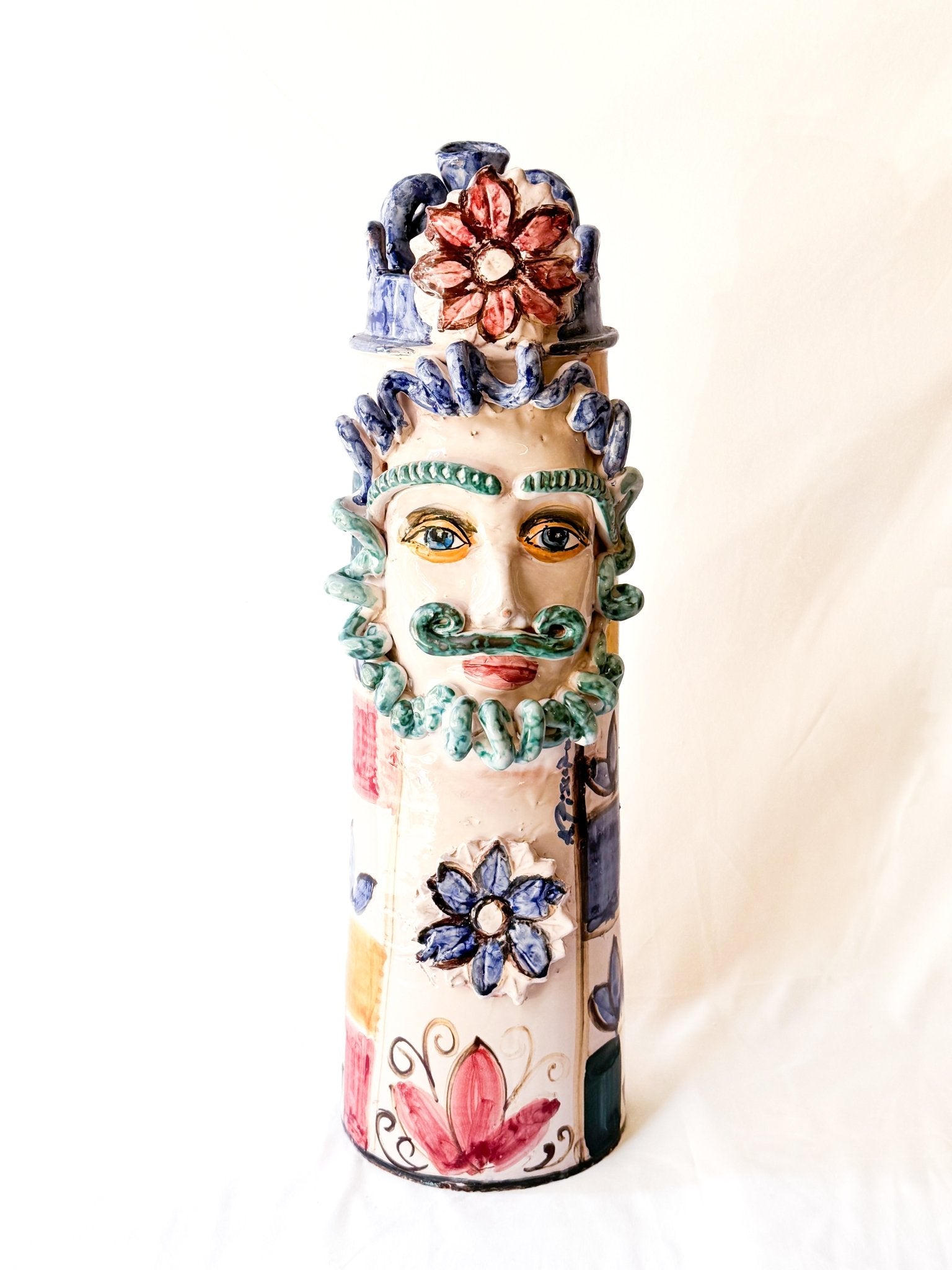 Cabeza de Rey decorada con flores (55cm) - moruecoceramicas