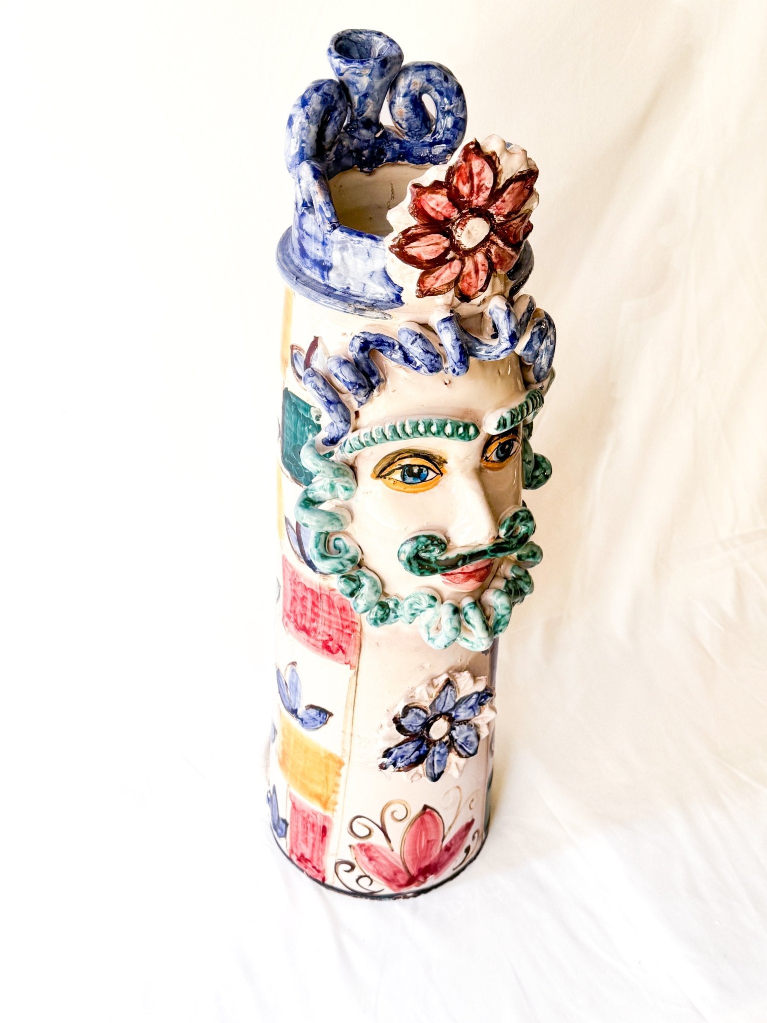 Cabeza de Rey decorada con flores (55cm) - moruecoceramicas