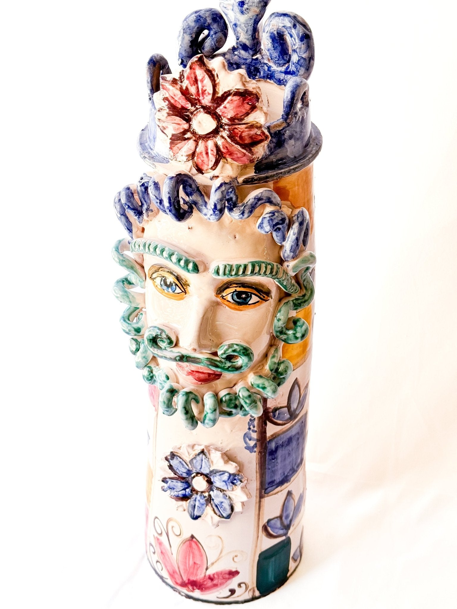 Cabeza de Rey decorada con flores (55cm) - moruecoceramicas