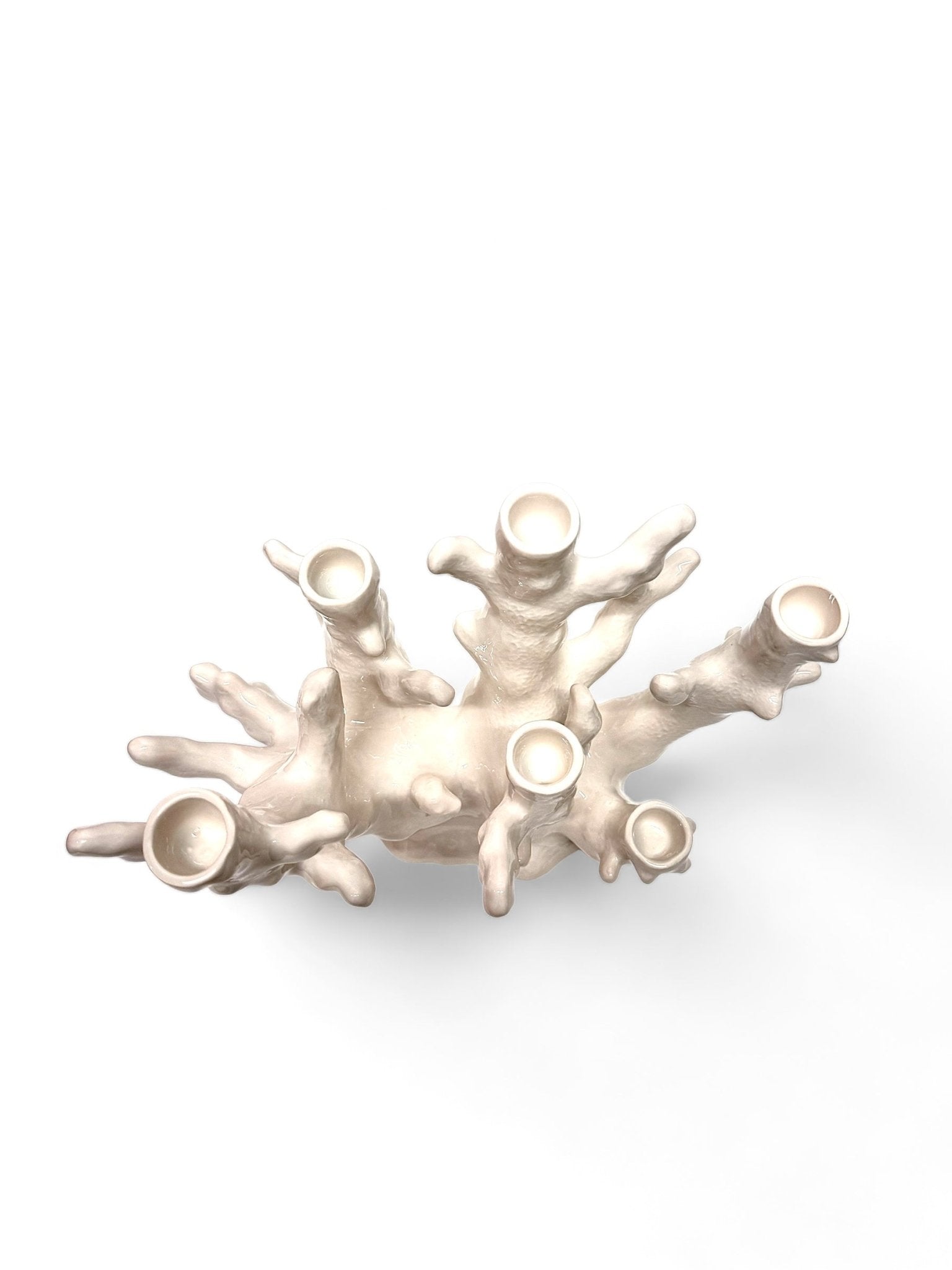 Candelabro Coral Blanco 6 brazos - moruecoceramicas