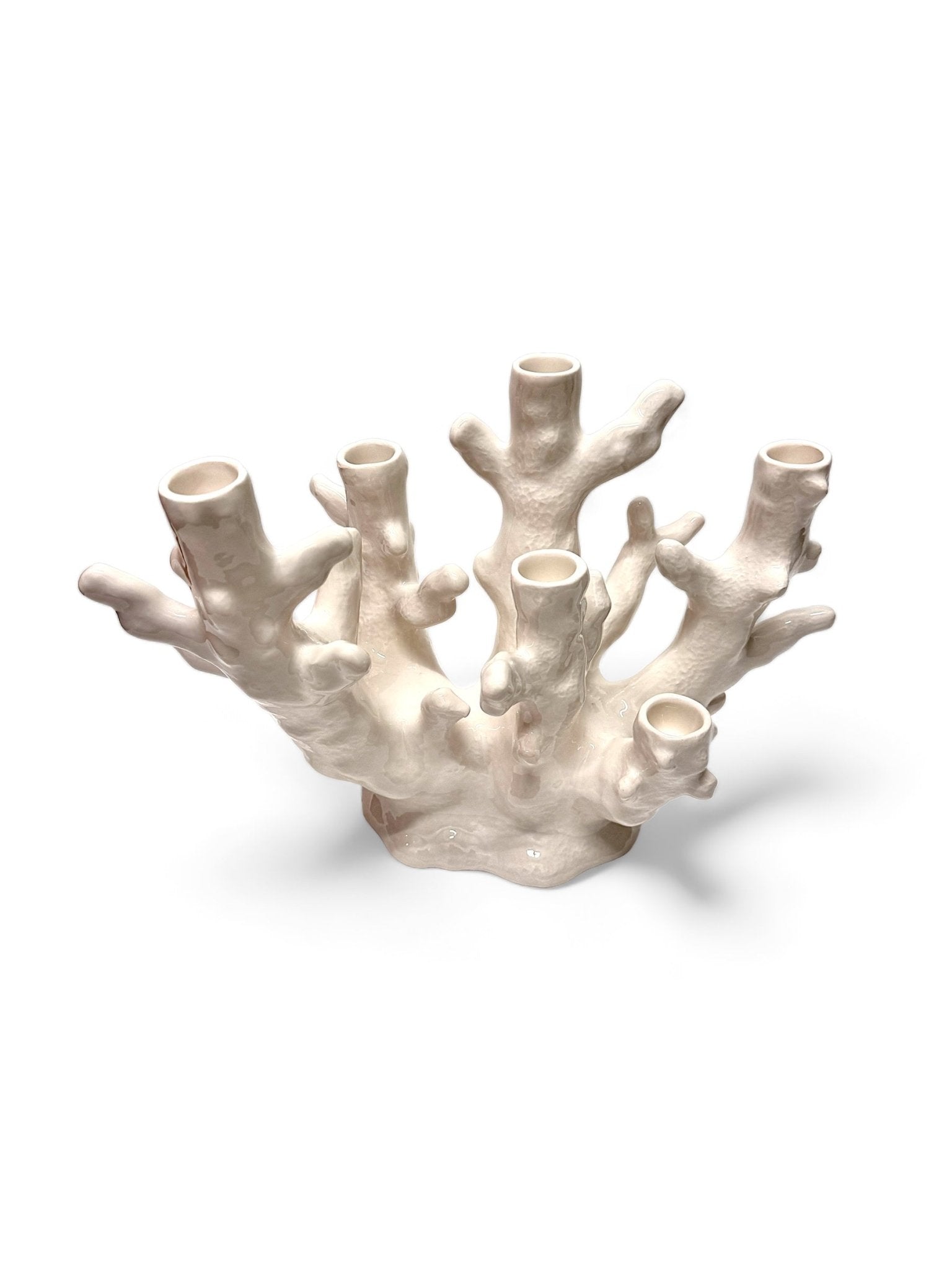 Candelabro Coral Blanco 6 brazos - moruecoceramicas