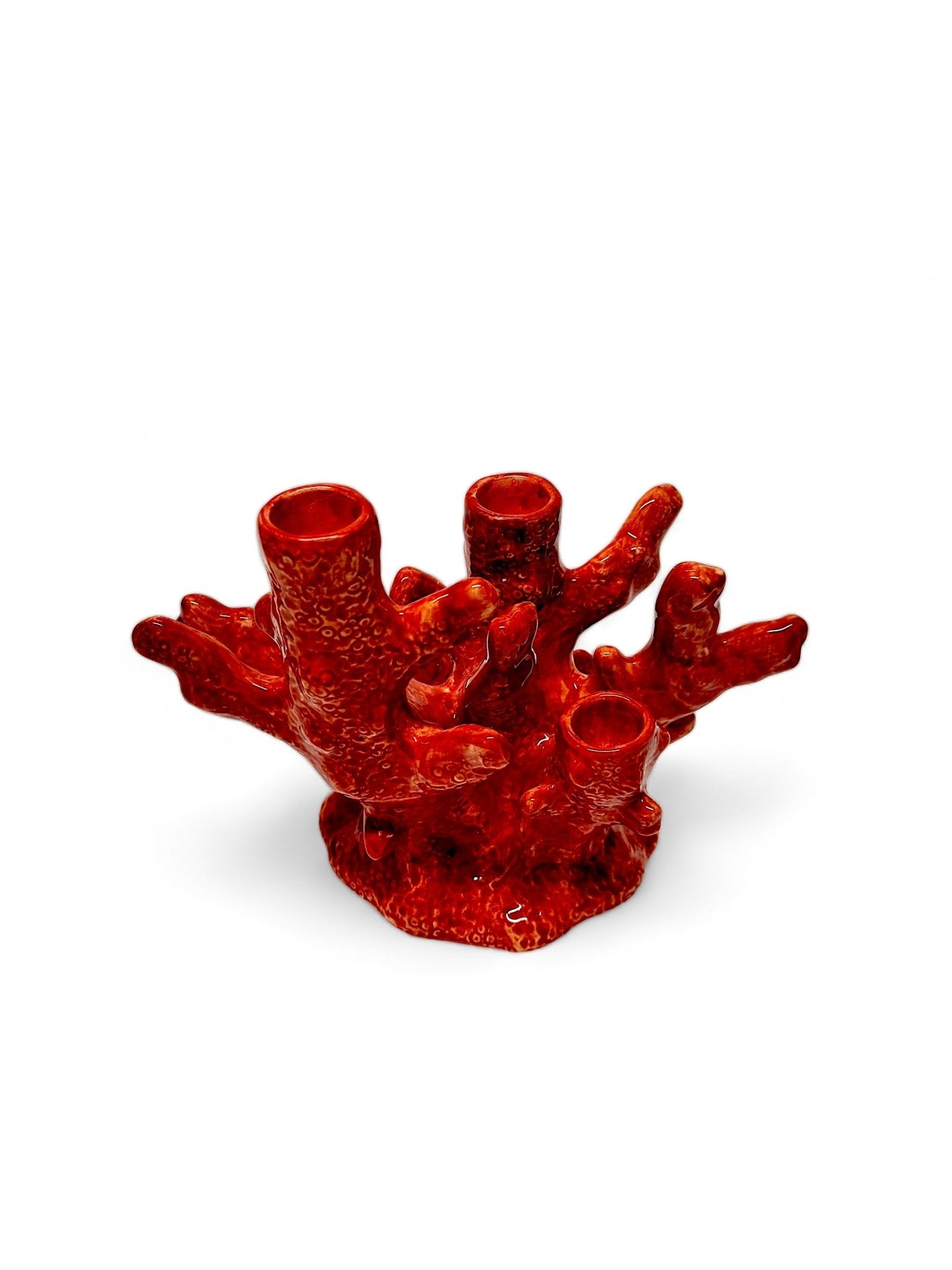 Candelabro Coral Rojo 3 brazos - moruecoceramicas