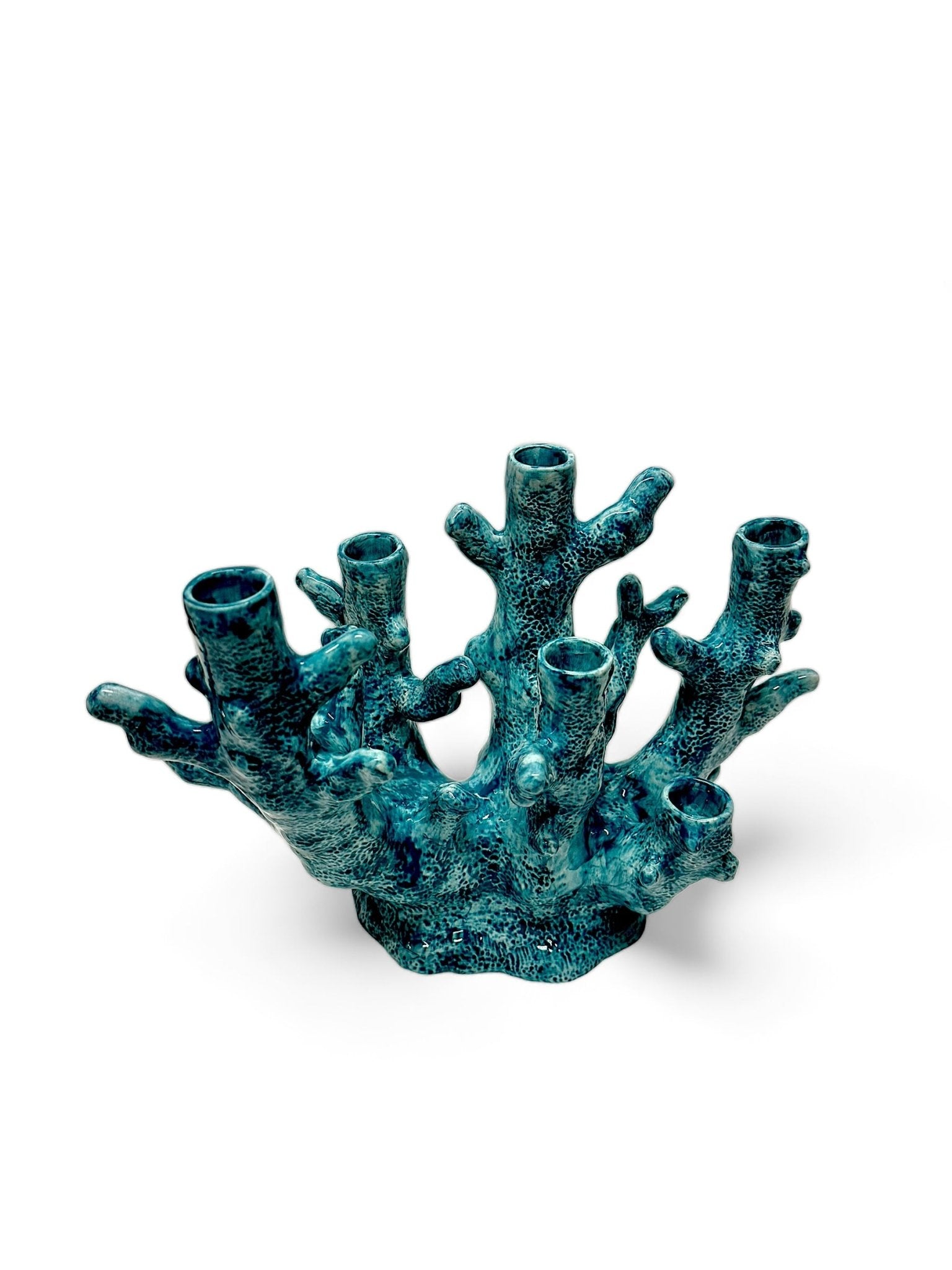 Candelabro Coral Turquesa 6 brazos - moruecoceramicas