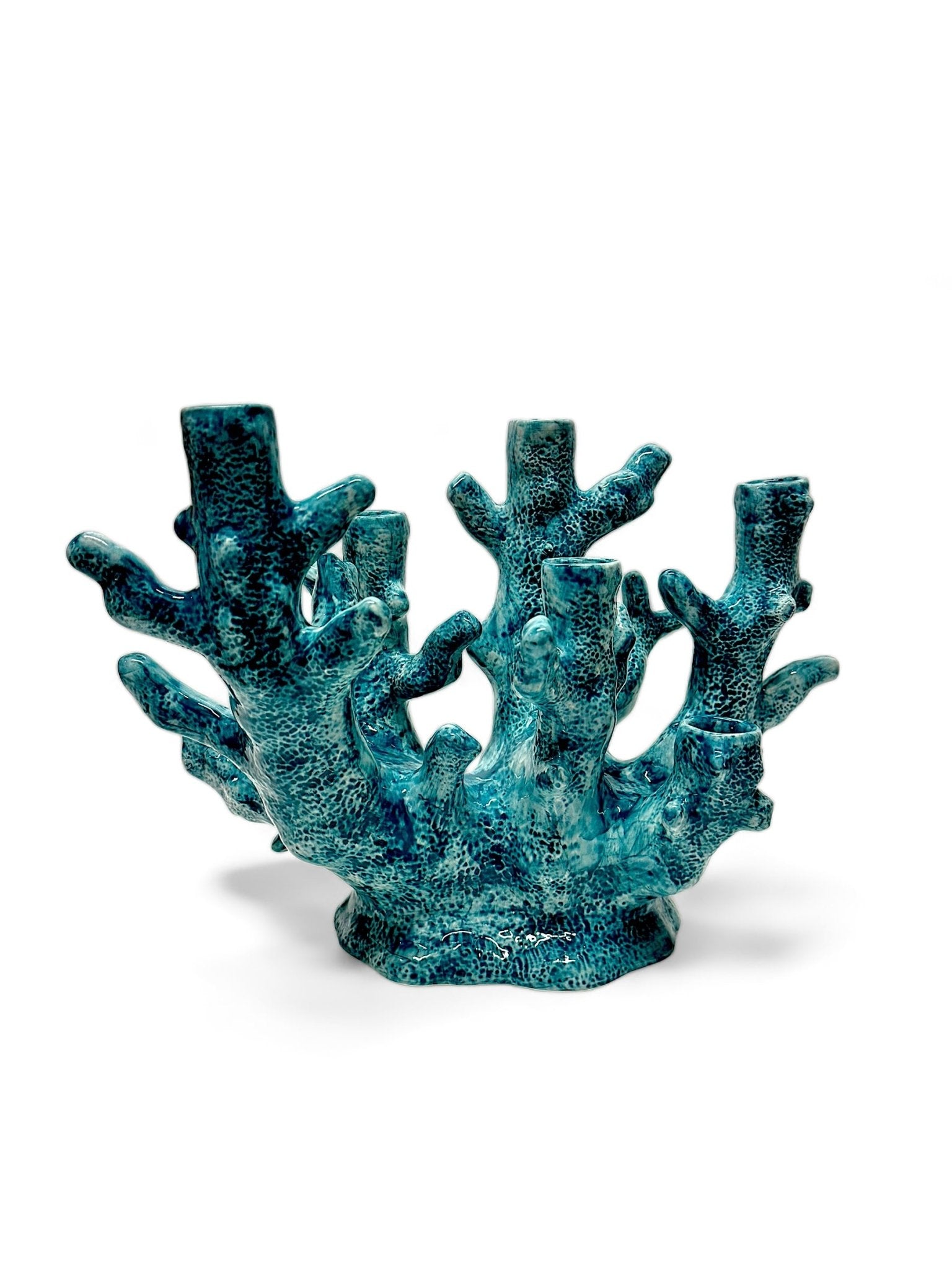 Candelabro Coral Turquesa 6 brazos - moruecoceramicas