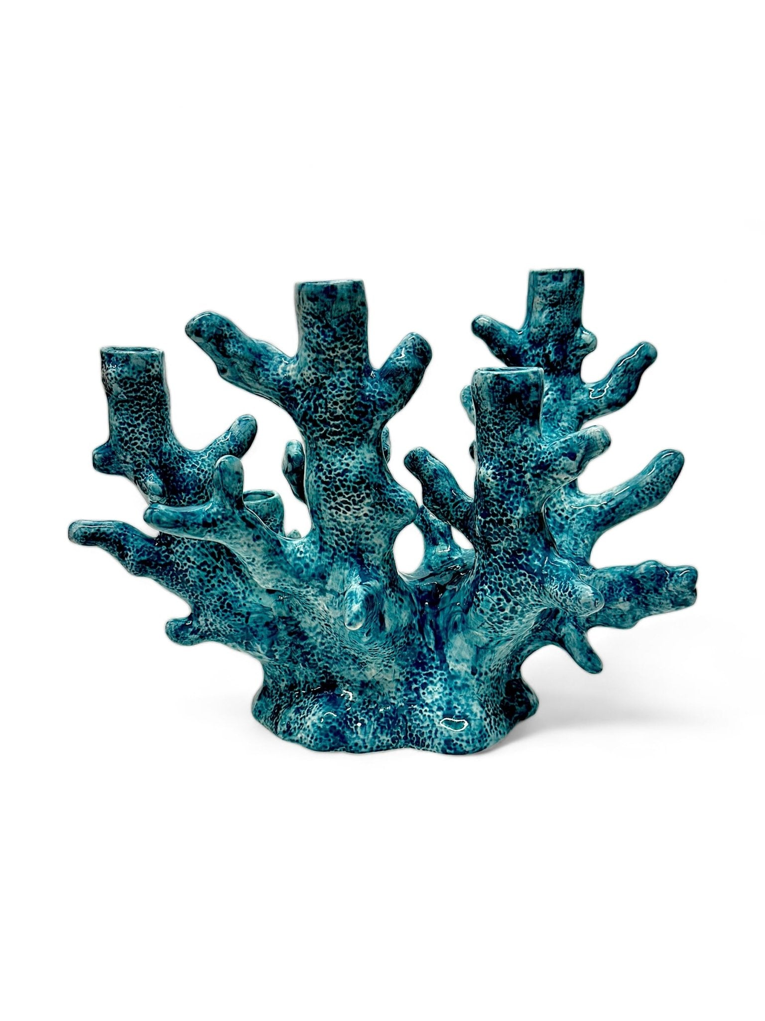 Candelabro Coral Turquesa 6 brazos - moruecoceramicas