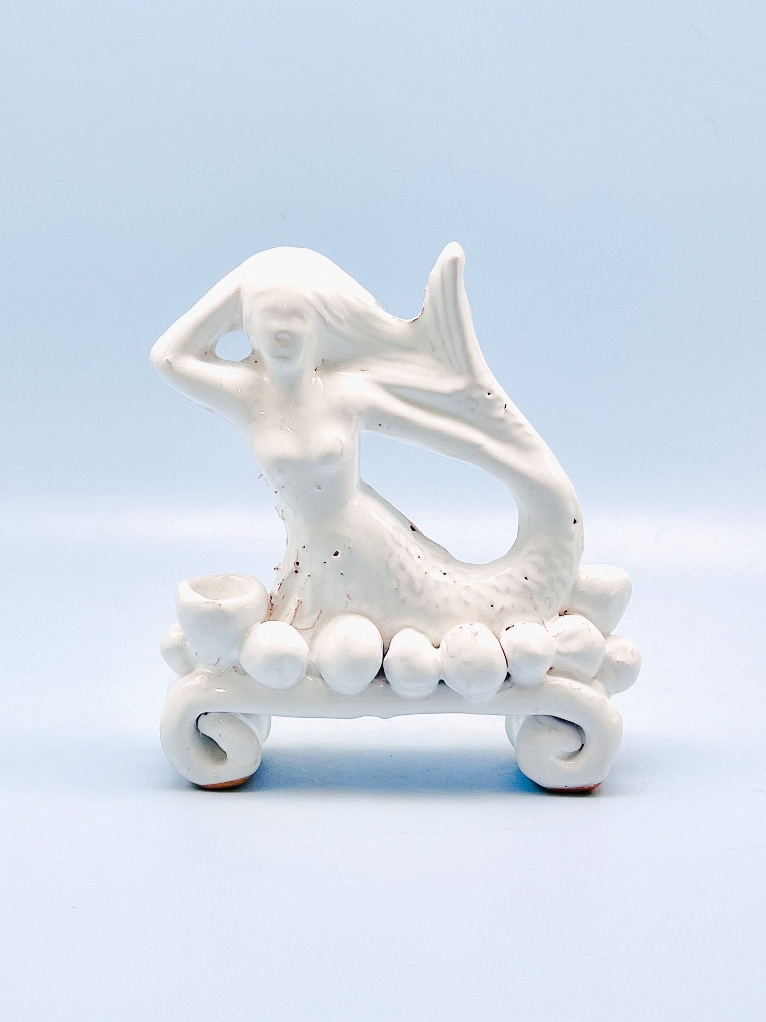 Candelabro sirena blanco - moruecoceramicas